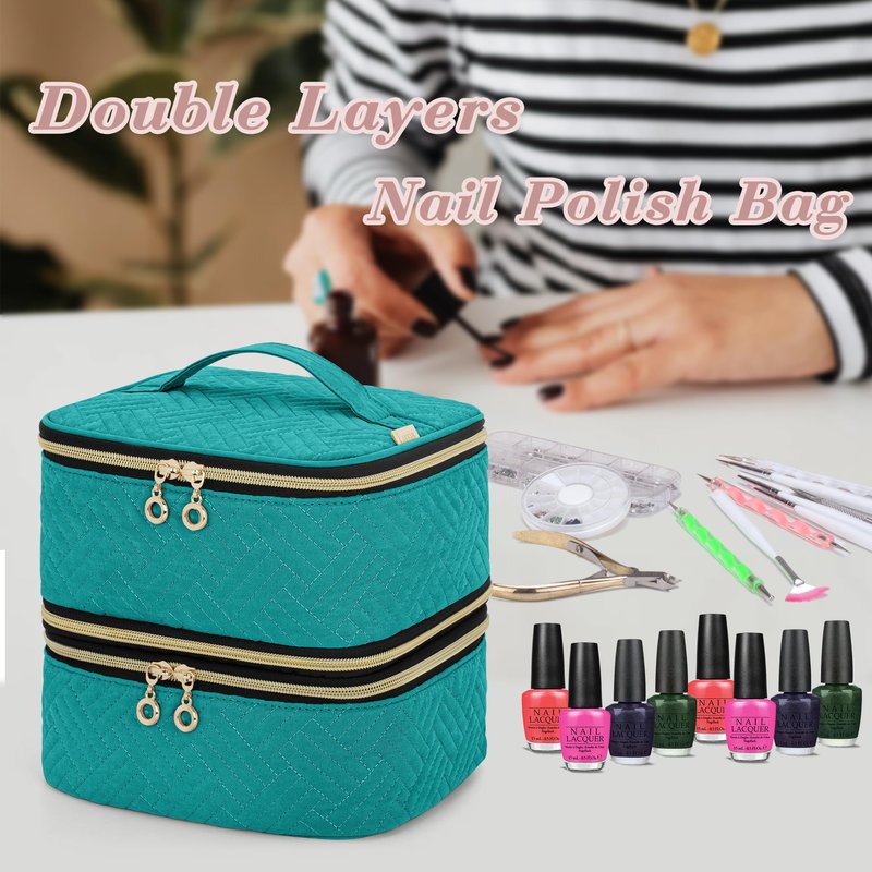 LUXJA Detachable 2 Layers Nail Polish Organizer - Hold 40 Bottles (15ml - 0.5 fl.oz), Nail Polish Case with Tools Storage Pockets (Patented), Black