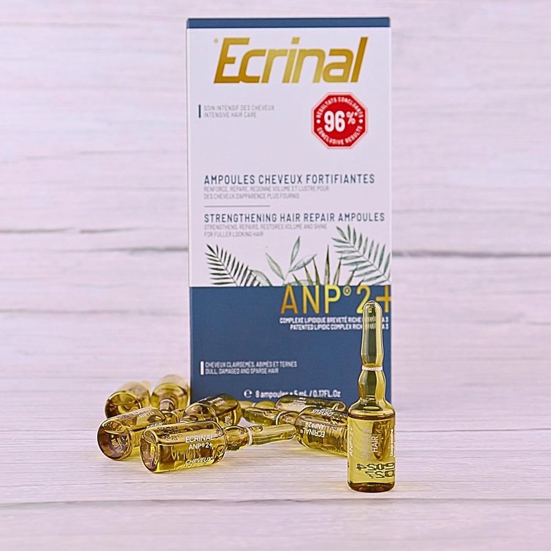 Ecrinal Hair Growth Ampoules for Men - Strengthening Treatment for Thinning Hair - 8 Pack with ANP 2+ Complex & Omega 3