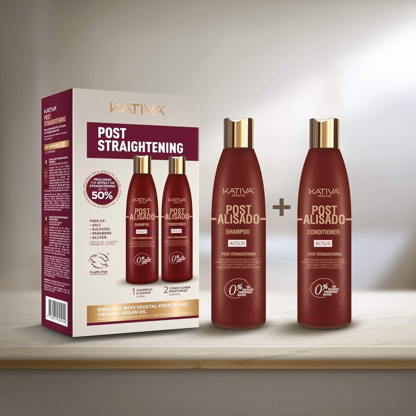 Kativa Keratin Post Straightening Shampoo & Conditioner - 8.45 Fl Oz | Prolong Smooth, Shiny Hair, Gluten & Sulfate Free