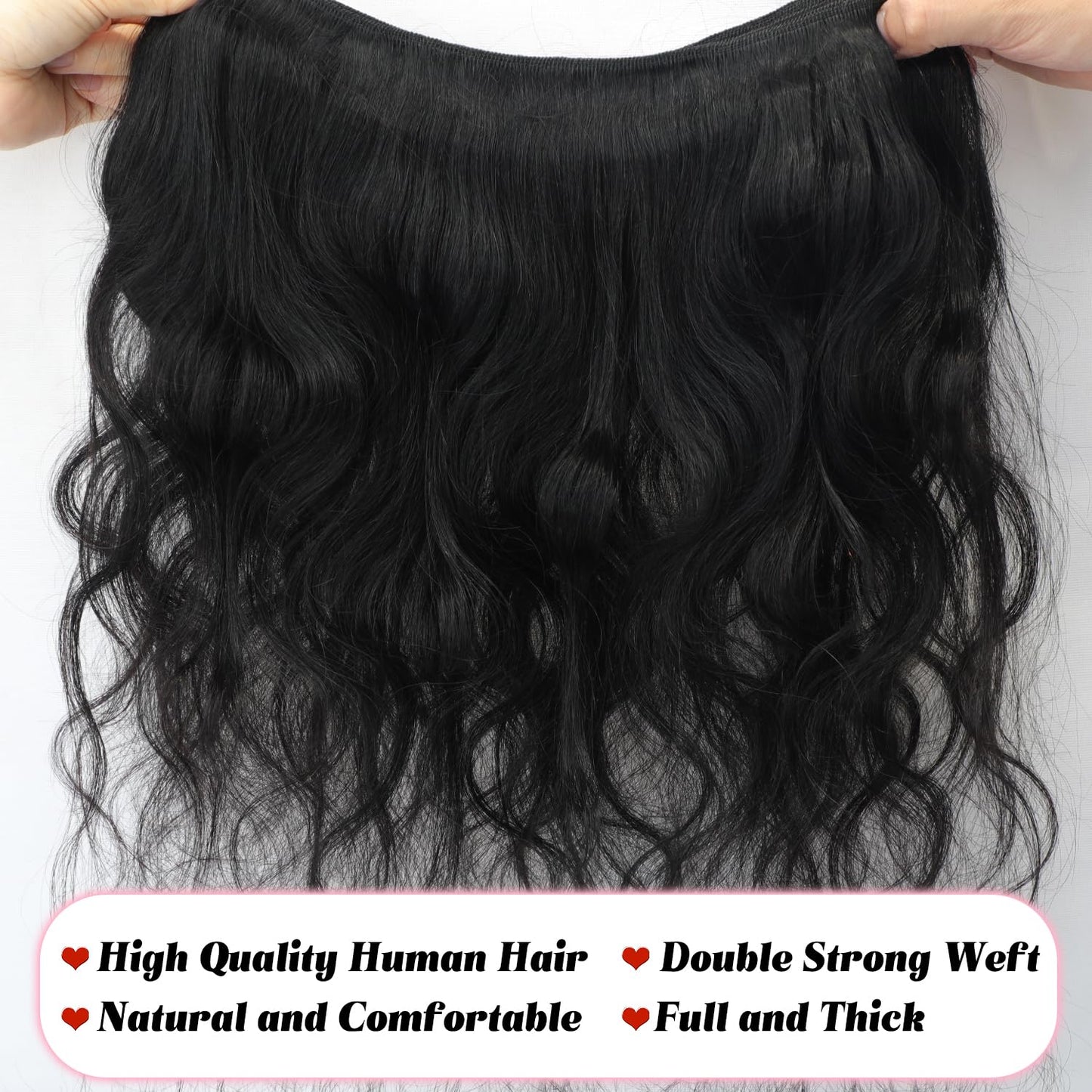 KAITHLYPO 12A Body Wave Bundles Human Hair 16 Inch 100% Unprocessed Brazilian Virgin Quick Weave Human Hair Extensions Real Human Hair for Women