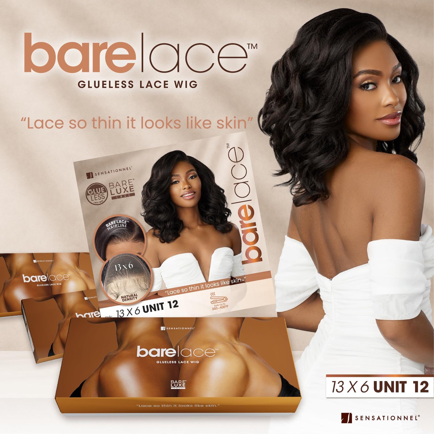 Sensationnel Bare Lace 13x6 Wig-Unit 12, CARAMELBLONDE