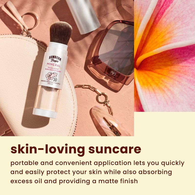 Hawaiian Tropic Mineral Powder Sunscreen Brush SPF 30 & Banana Boat Sport Ultra Water Resistant Sunscreen Spray SPF 50 Twin Pack