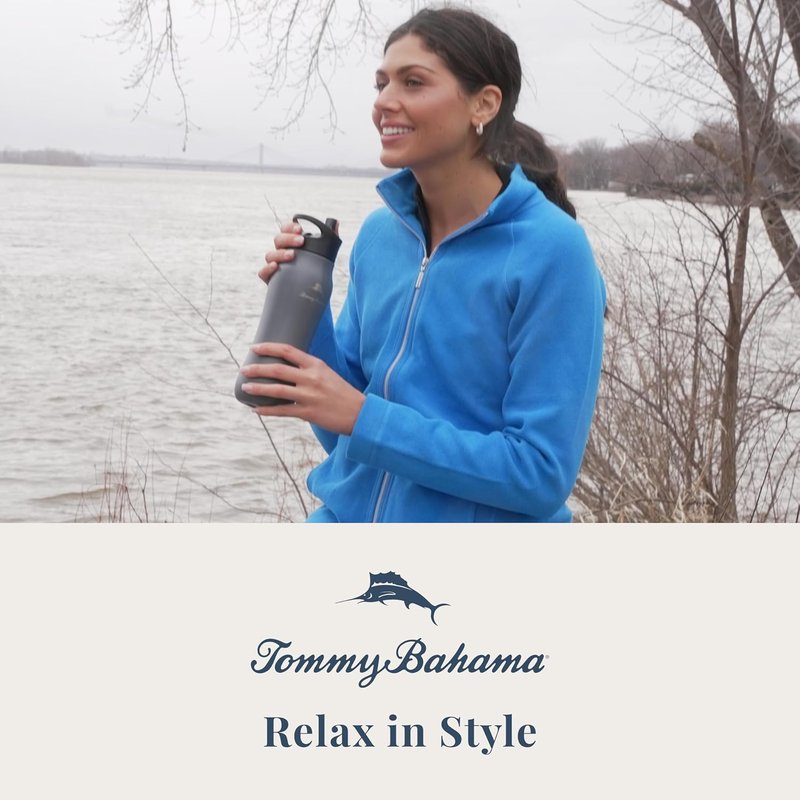 Tommy Bahama Vacuum Insulated Water Bottle - 28oz Double-Wall Stainless Steel, BPA Free | Americana Navy, Keeps Drinks Hot for 6 Hours, Cold for 12 Hours