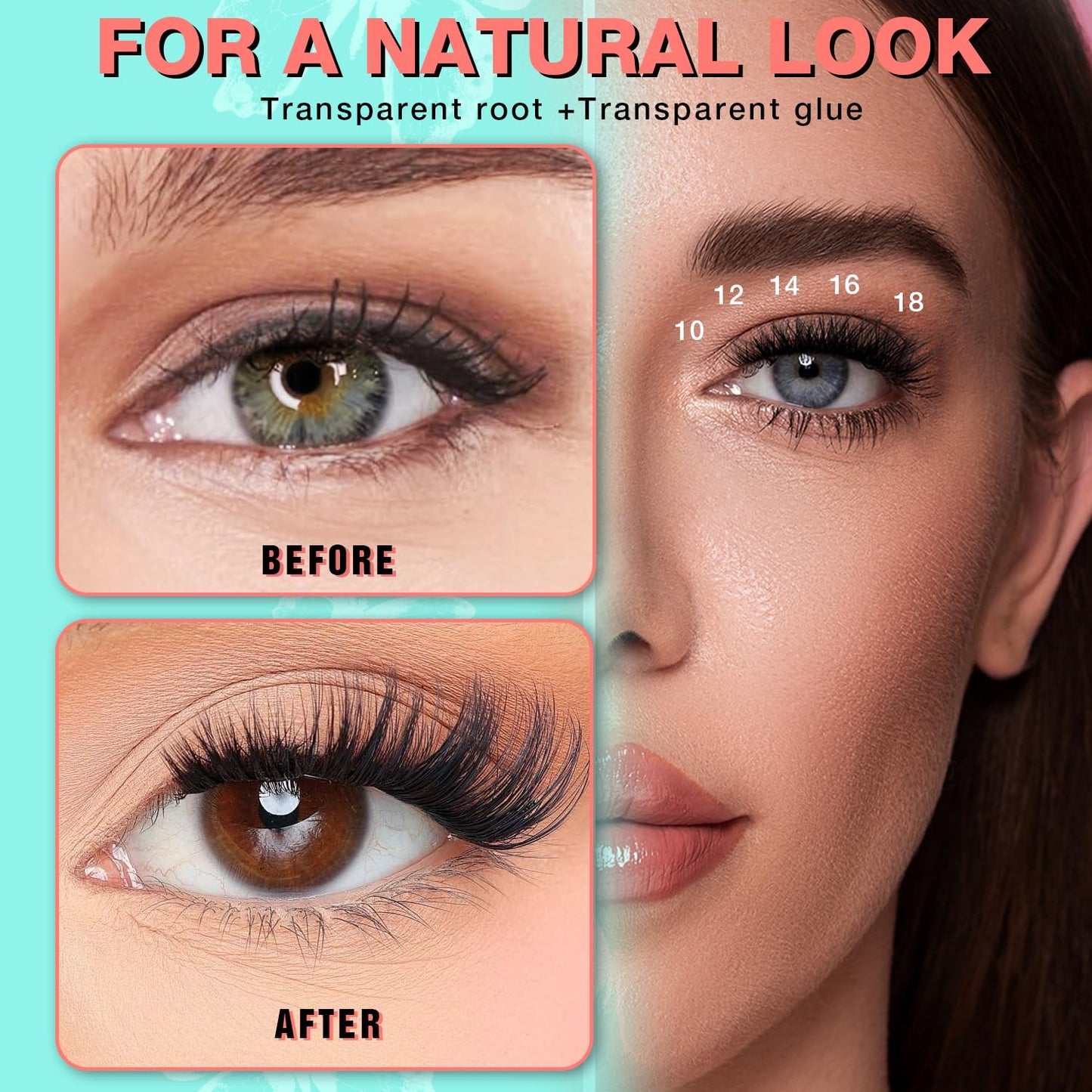 AILAISHI No Glue Needed Lashes, Self Adhesive Eyelashes, DIY Lash Cluster Extensions Kit 10‑18mm,120pcs Fluffy D Curl Soft Natural Lashes with Tweezers–Fake Cat Eye Wispy Individual Clusters 1-5-L