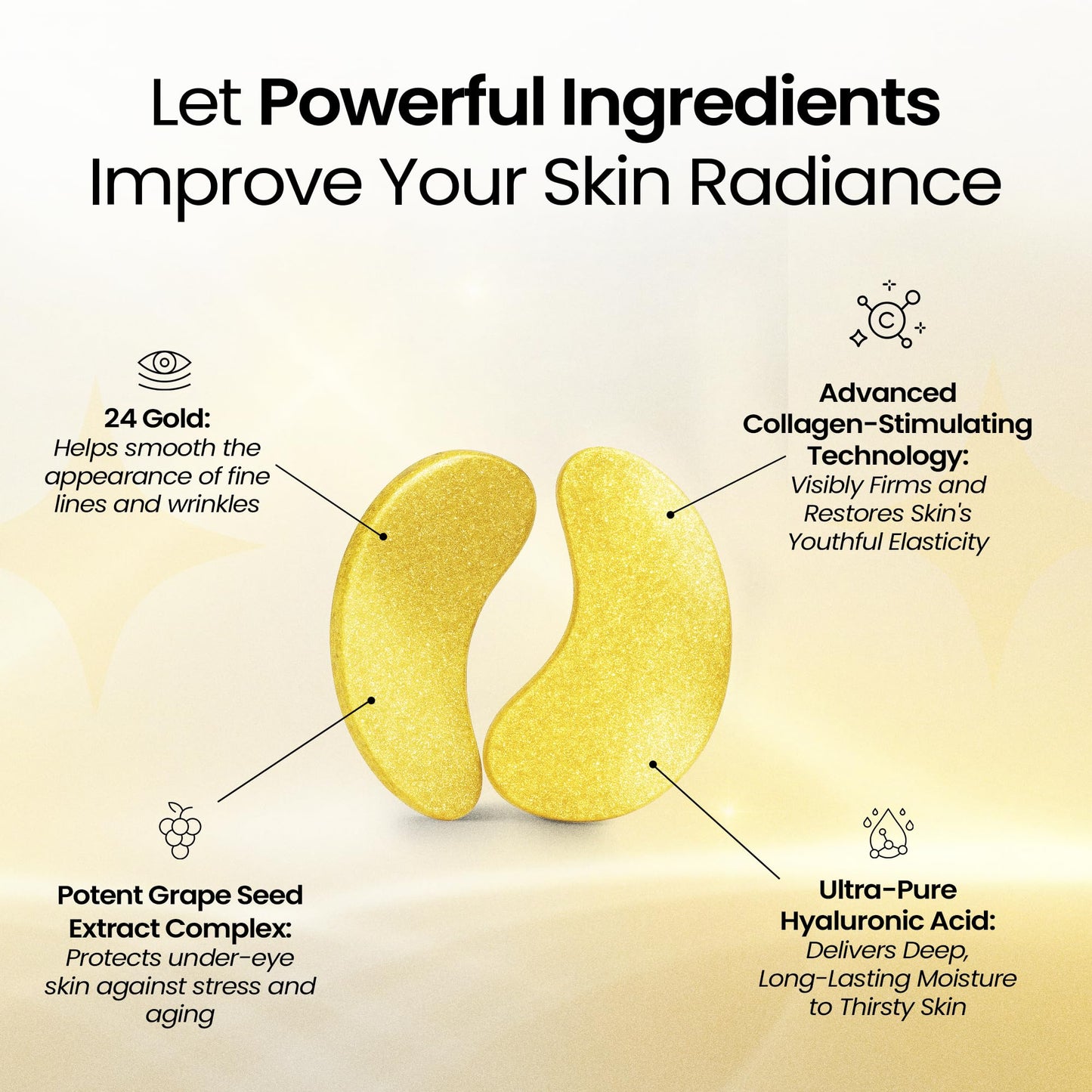 LA PURE Collagen Boosting Eye Mask Patches Under Eye Patches for Puffy Eyes Hyaluronic Acid Dark Circles Bags Lines Anti Wrinkles Anti Aging Hydrating Moisturizing Brightening Eye Gels 15ct