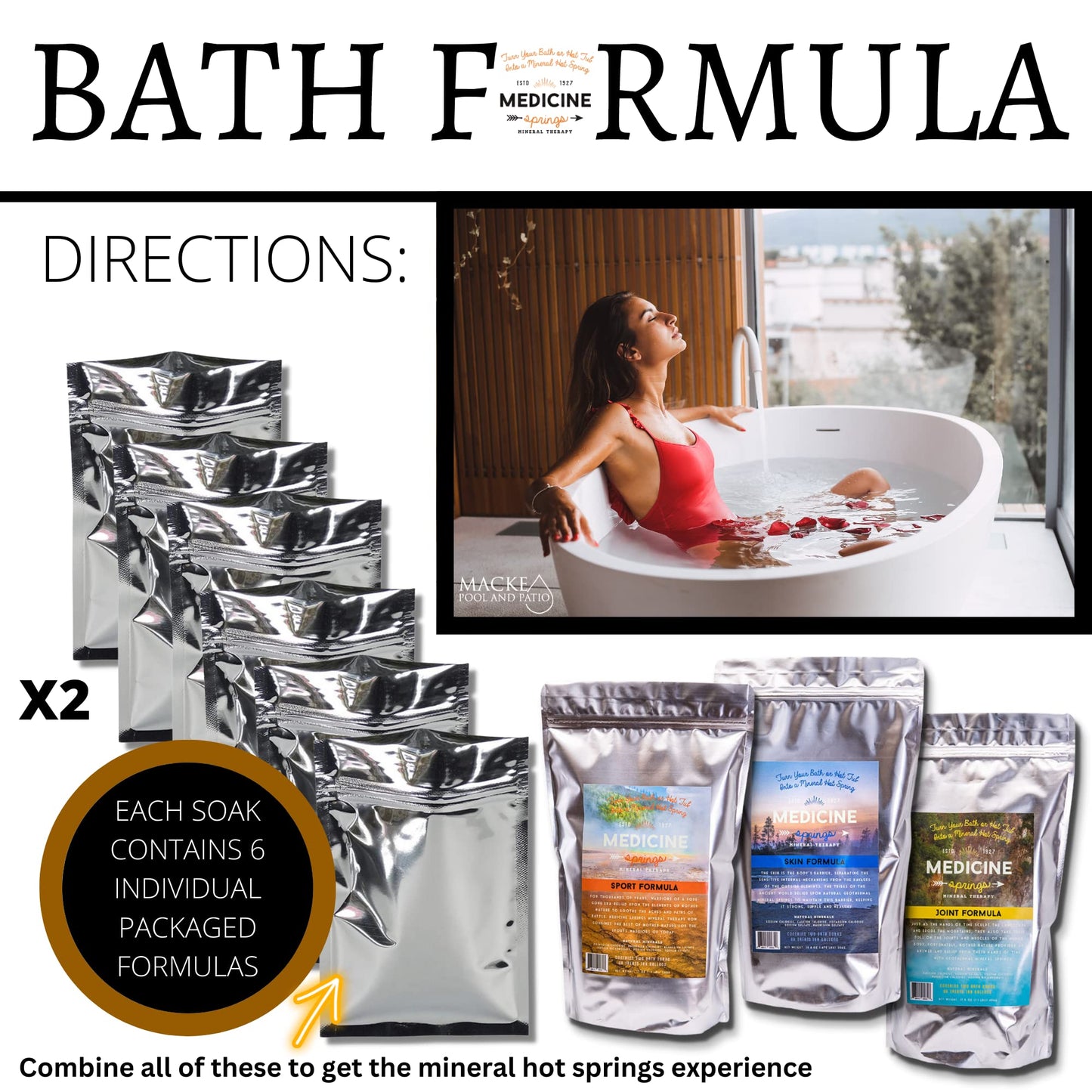 Medicine Springs Bathtub Mineral Therapy Skin (2 Soaks) Dead Sea Minerals hot Spring Soaking Collection for Healing Turn Your Bath tub into a Soaking Mineral Spring -Bathtub