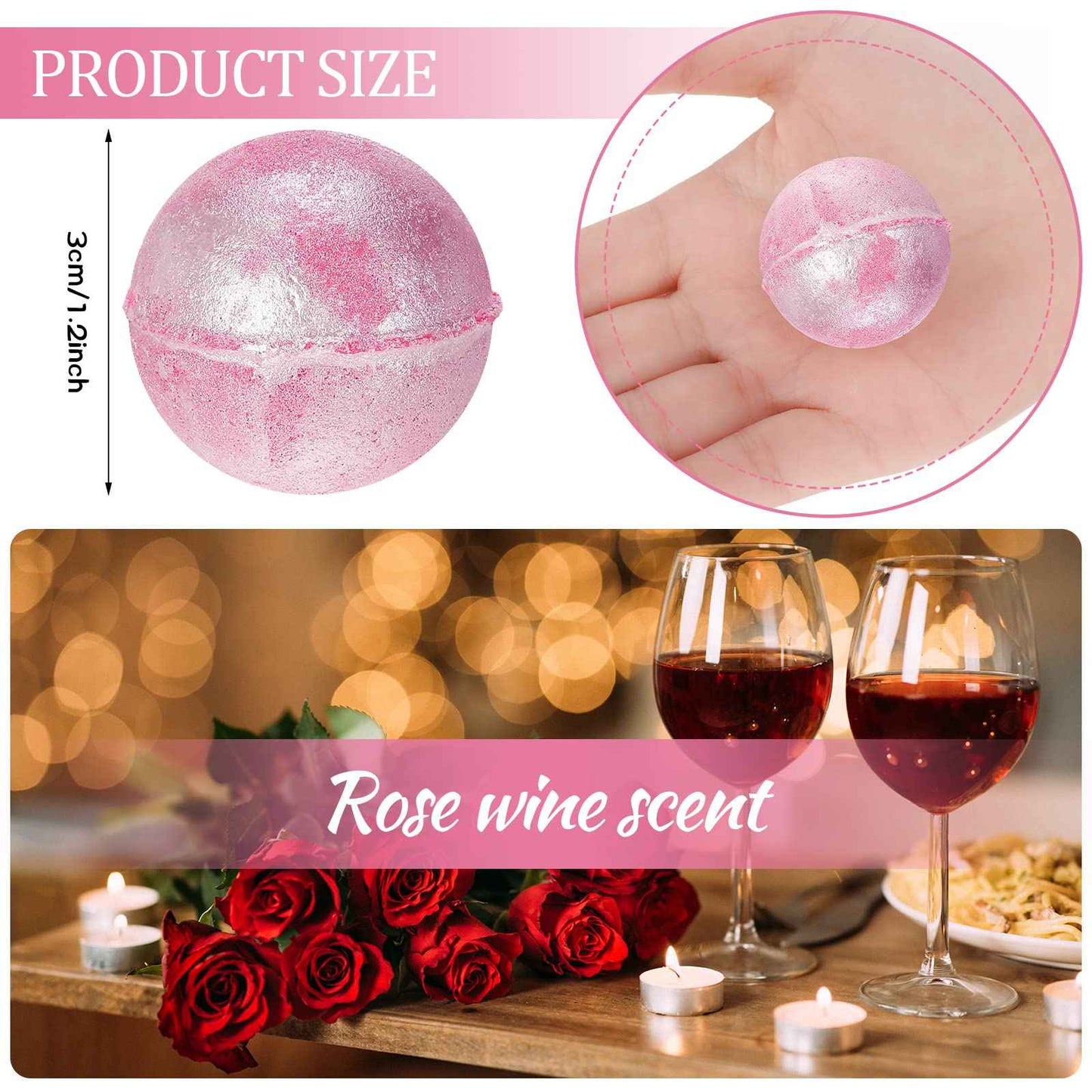 Demissle 20 Pcs 0.53 oz Bath Bombs Bath Fizzies Mini Bath Balls for Women Relaxing Refreshing Bath Bombs Gift Set with Glitter for Bubble Spa(Pink)