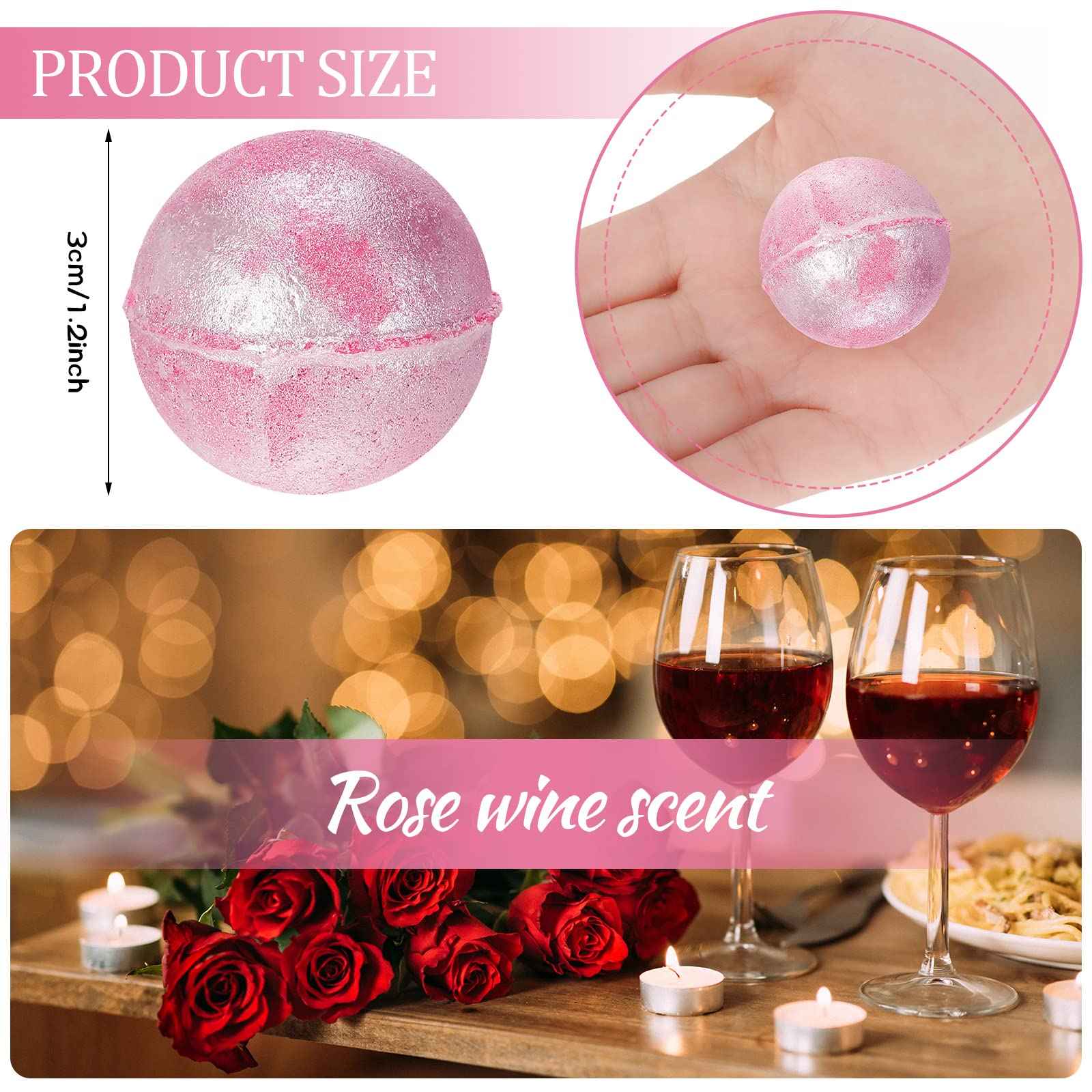 Demissle 20 Pcs 0.53 oz Bath Bombs Bath Fizzies Mini Bath Balls for Women Relaxing Refreshing Bath Bombs Gift Set with Glitter for Bubble Spa(Pink)