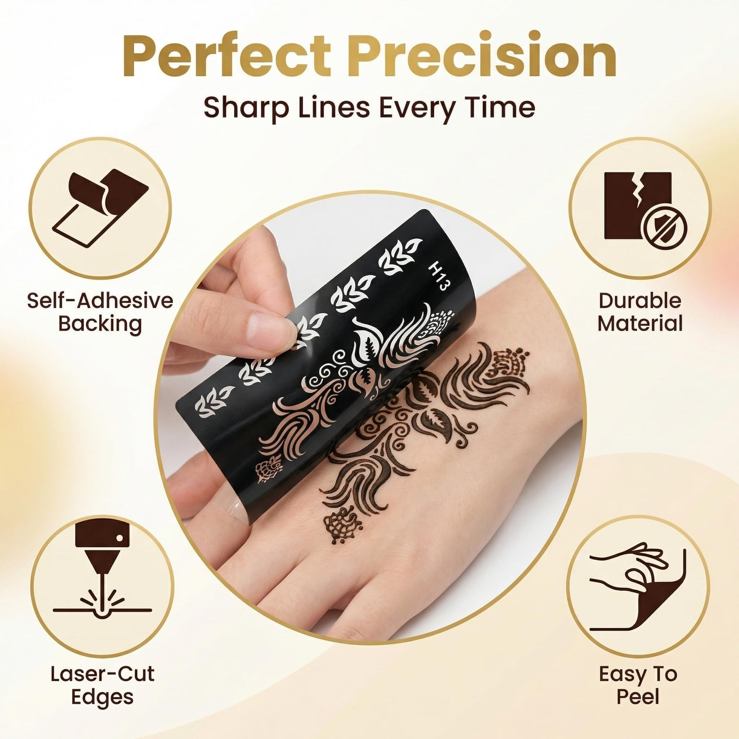 Kotbs 32 Sheets Henna Tattoo Stencils for Hands Forearm Face Paint Body Art, Temporary Glitter Airbrush Flower Tattoo Stencils for Women and Girls Reusable