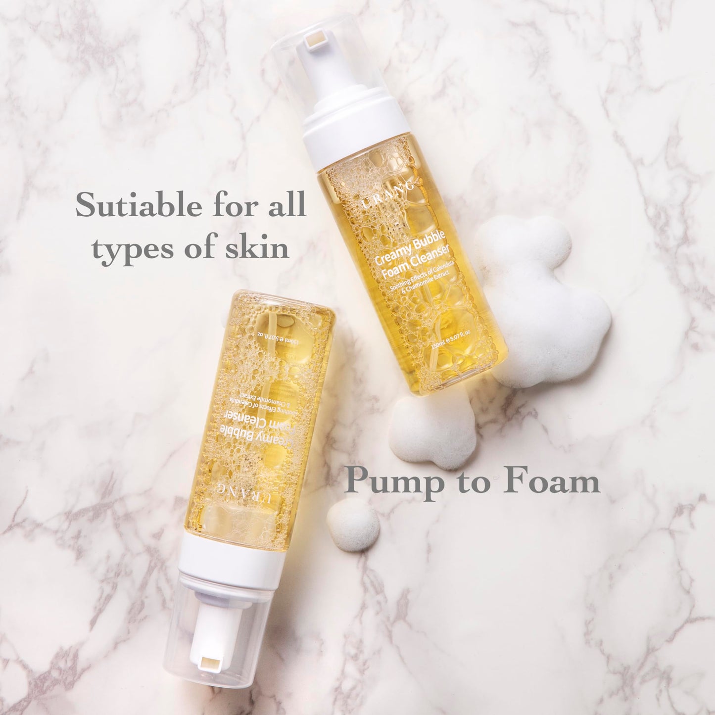 URANG Creamy Bubble Foam Cleanser – Premium K-beauty Foam Cleanser Soften and Moisturize Skin – 5.07 Fl.oz – COSMOS NATURAL Certified – 100% Natural
