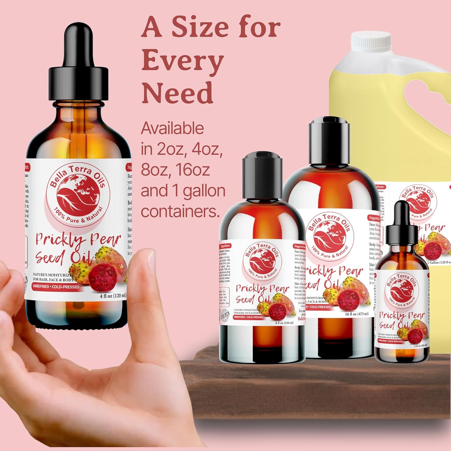 Prickly Pear Seed Oil - 8 oz Cactus Extract for Radiant Skin | Rich in Vitamin B & Zinc