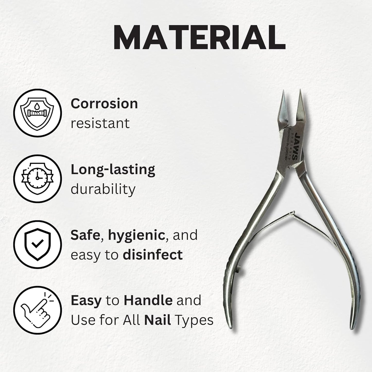 Jaws Podiatry Toenail Clippers - Surgical-Grade Stainless Steel, Double-Action Blades | Compact Silver Pedicure Tool for Thick Nails