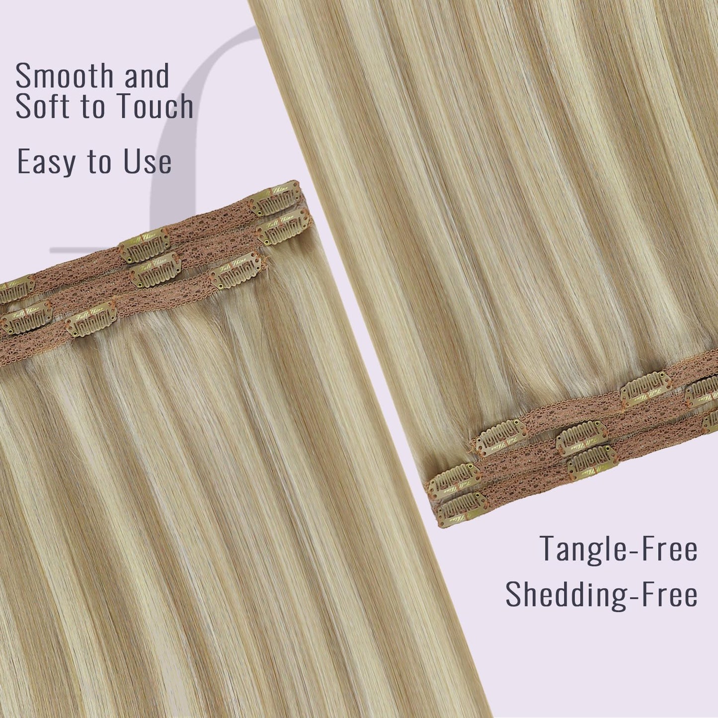 Fshine Full Head Clip in Human Hair Extensions, Balayage 12 in 50 g 3pcs