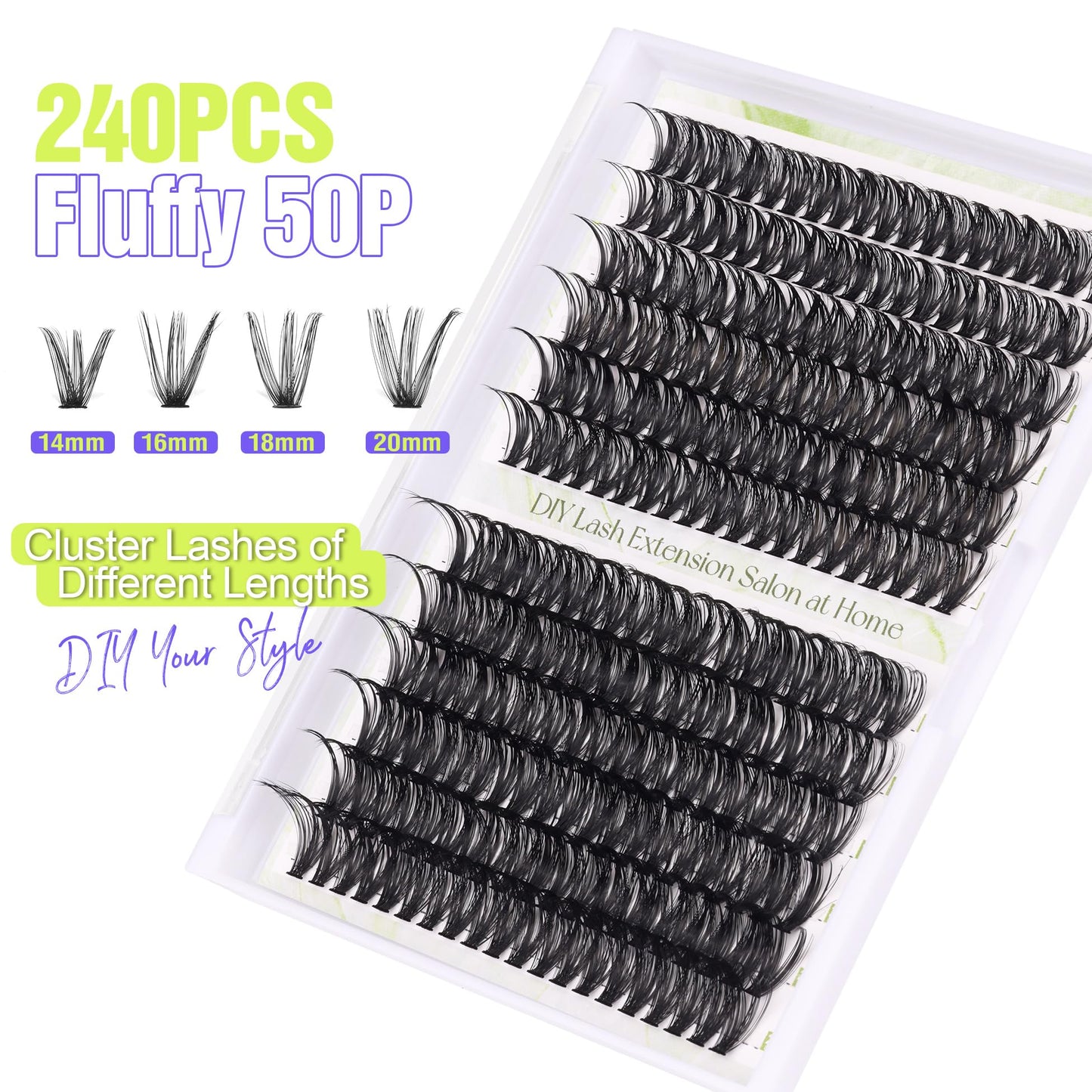ALICE Lash Clusters DIY Lash Extensions 240PCS 14-20MM Individual Lashes Cluster Lashes Natural 40D Eyelash Extensions Faux Mink Individual Eyelashes