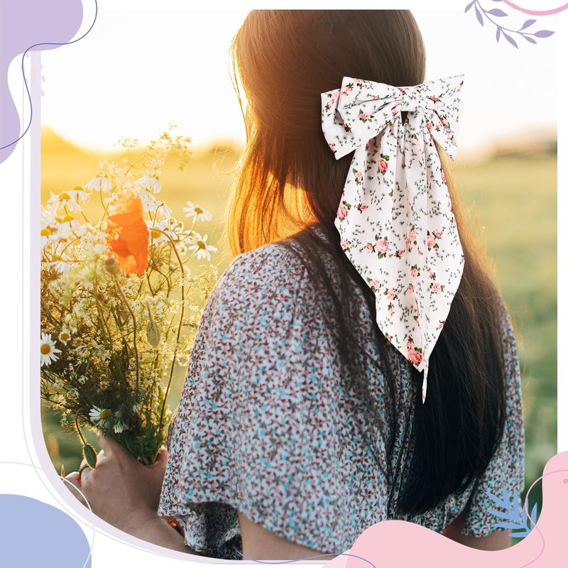 Mimorou 36 Pcs Big Hair Bows for Women Silky Satin Hair Bows Bulk Oversized Long Tail Black White Hair Bow Large Hair Ribbons Hair Clips Barrettes Large Metal Clips Bowknot Hair Accessories Gift