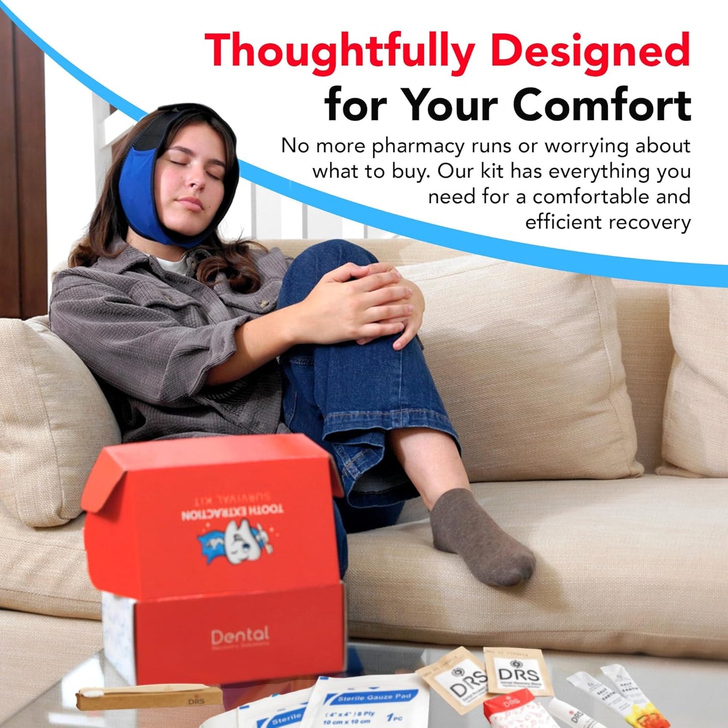 Wisdom Teeth Recovery Kit - Reusable Head Wrap with Ice Packs, Oral Irrigation Syringe & More | Complete Healing Essentials