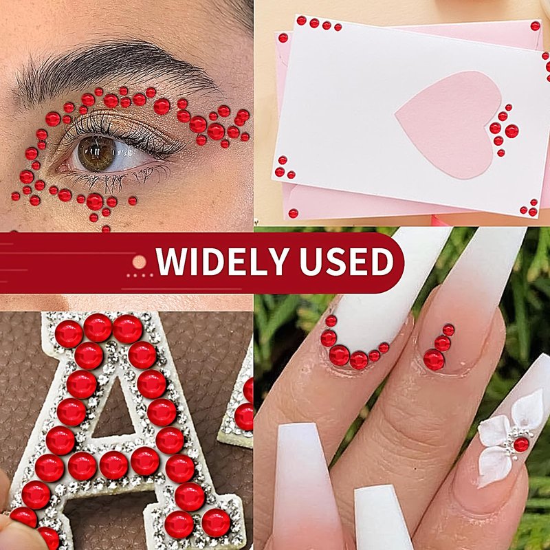 3555pcs Self Adhesive Face Gems for Makeup, Festival Jewels, Hair Gems, Rhinestone Stickers for Face, Eye, Makeup, Nail, Body, Crafts 5sheets (red-3/4/5/6/8mm)
