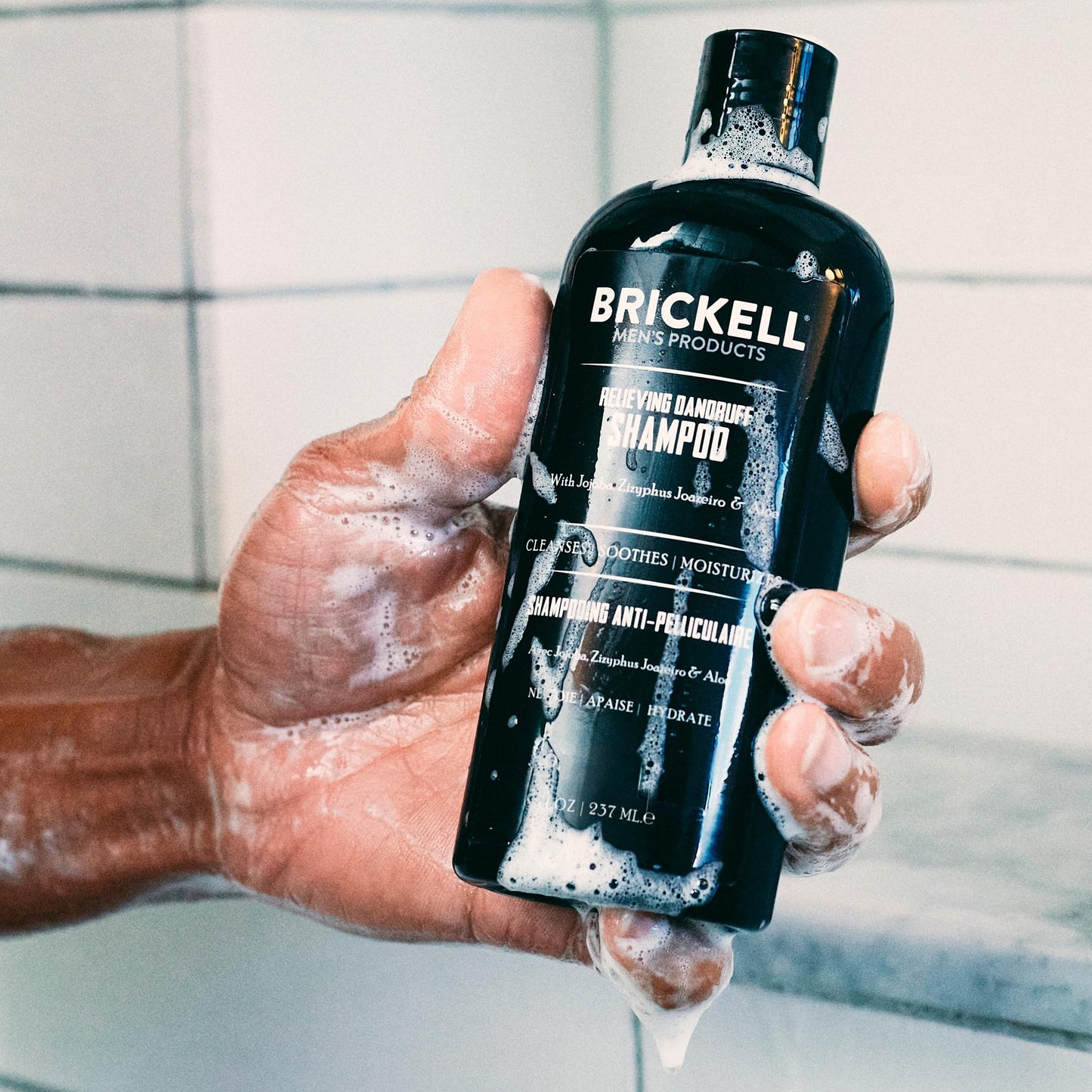 Brickell Men's Relieving Dandruff Shampoo For Men, Soothes and Eliminates Dandruff With Salicylic Acid, Ziziphus Joazeiro, and Aloe, 8oz, Scented