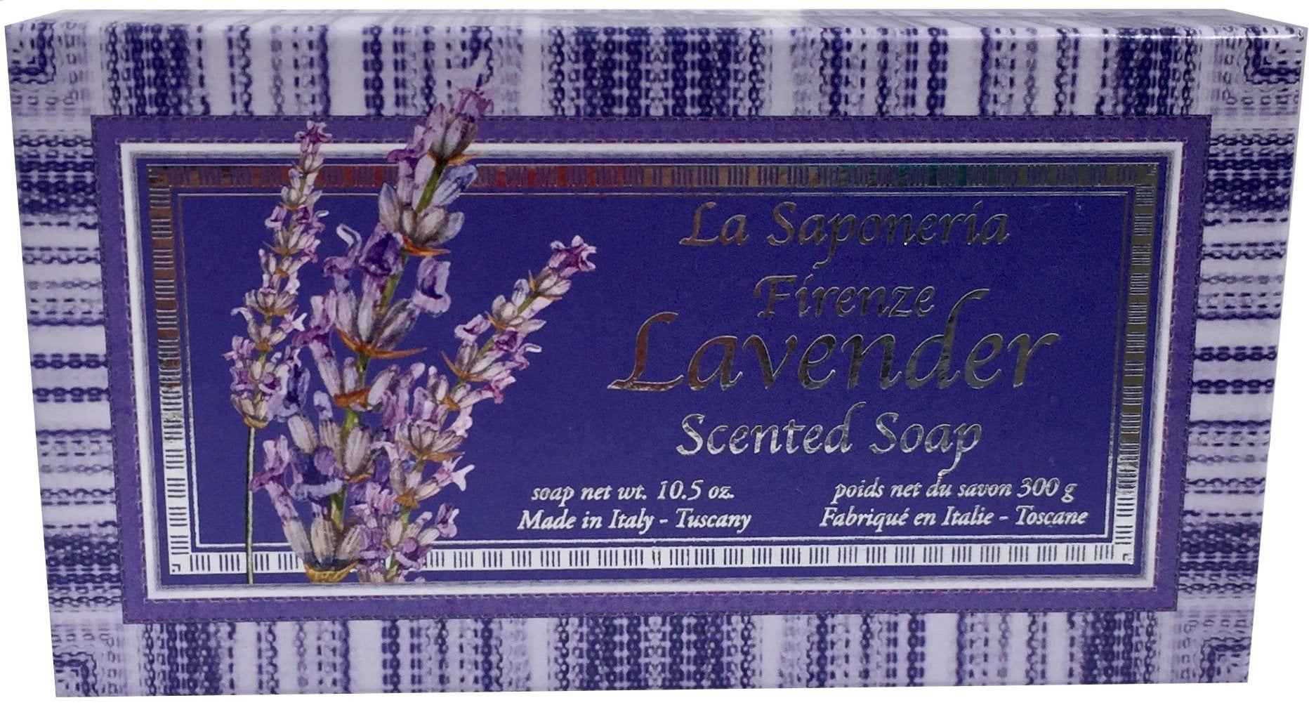 Bath Soap La Saponeria Firenze by Saponificio Artigianale Fiorentino Italian Spa Cleanser Made In Tuscany 10.5 Ounce Decorative Bar Lavanda (Lavender)