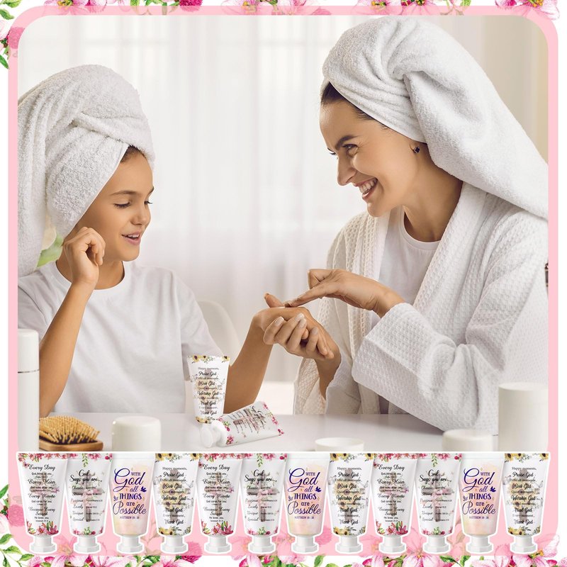 24 Pcs Christian Hand Cream Bulk Gifts for Women Bible Verse Mini Hand Lotion Scripture Travel Lotion for Dry Cracked Christian Religious Gifts Bulk for Teacher Graduation Favors (Cross Style)
