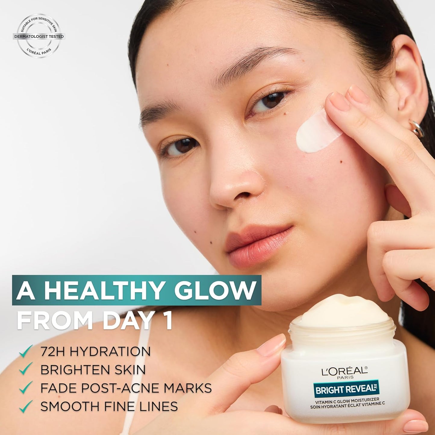 L'Oreal Paris Vitamin C Glow Moisturizer - Brighten Skin & Even Tone | Hydrating Facial Cream with SPF 50 Sample