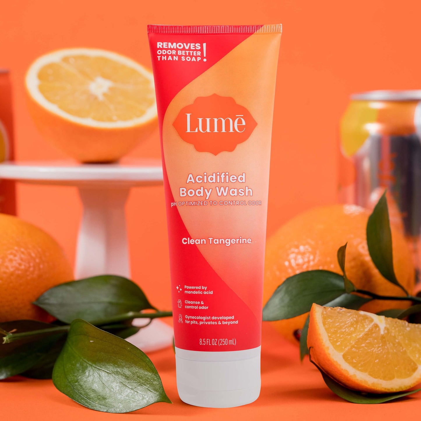 Lume Acidified Body Wash (Clean Tangerine) and Acidified Deodorant Wipes (Cool Cucumber) - 24 Hour Odor Control - Removes Odor Better than Soap - Moisturizing Formula - Aluminum Free, Baking Soda Free