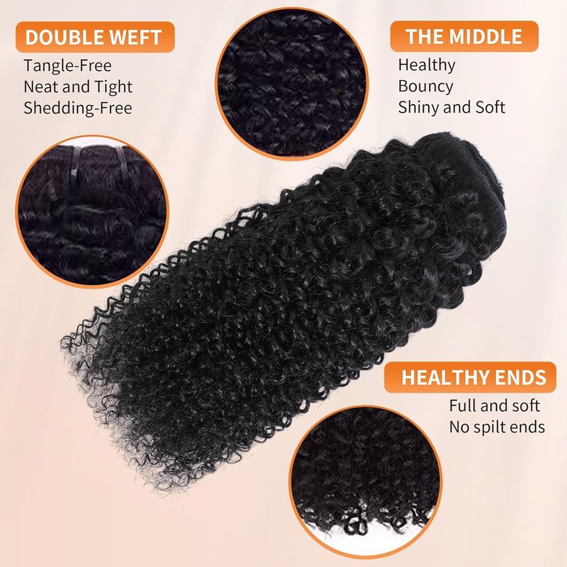 Kinky Curly Clip-In Hair Extensions - 18 Inch 120g Natural Black | 3C 4A Texture, 8Pcs with 20 Clips