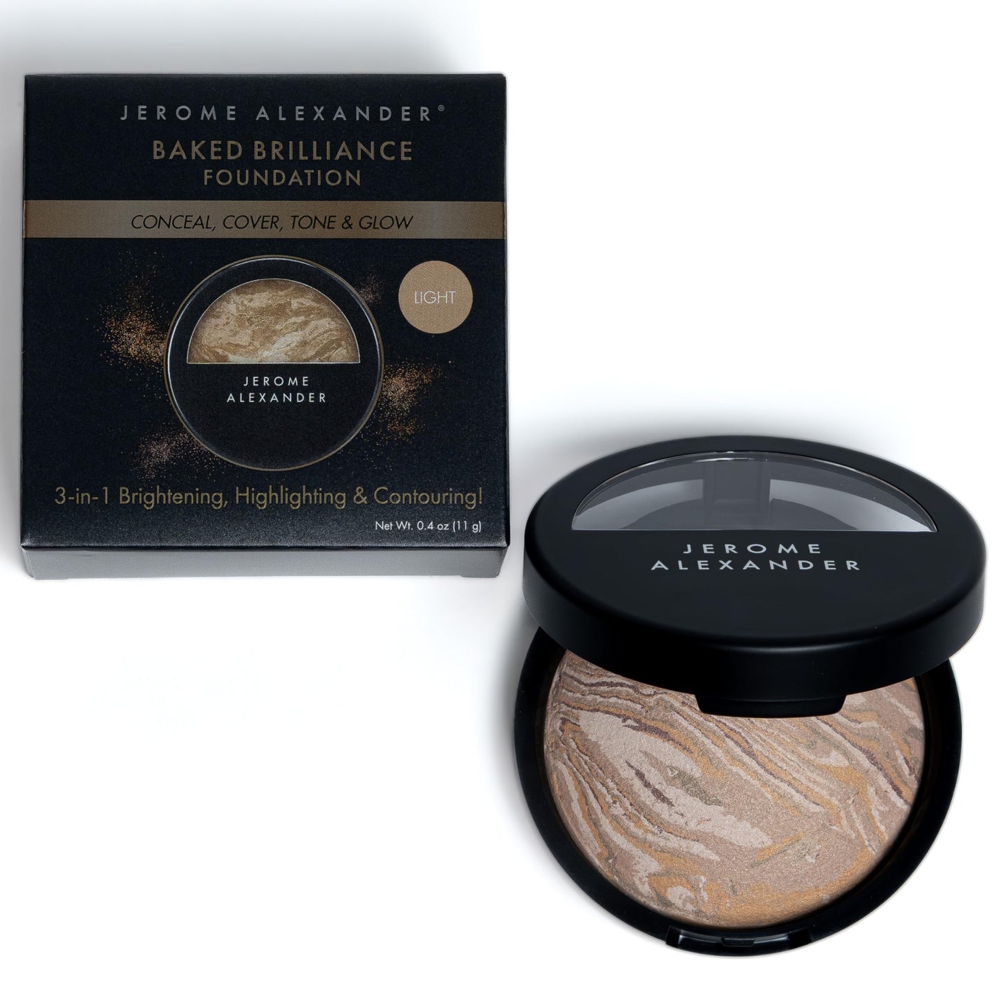 Jerome Alexander Baked Balance Face Powder Foundation - Buildable Light to Medium Coverage and Natural Demi‑Matte Finish - Powder Foundation for Mature Skin Reduces Fine Lines & Wrinkles - Medium Dark