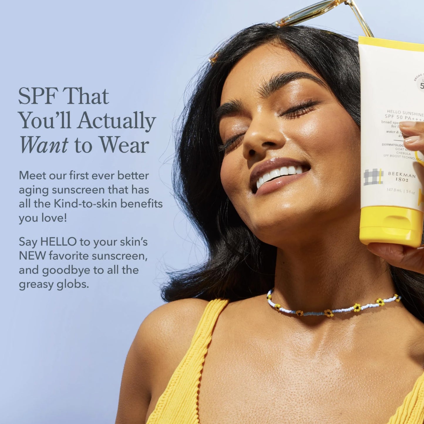 Beekman 1802 Hello Sunshine SPF 50 PA ++++ - Sunscreen for Face & Body - 5.0 fl. oz - Reduces Fine Lines & Protects Against Sun Damage - Good for Sensitive Skin - Cruelty Free - Reef Safe