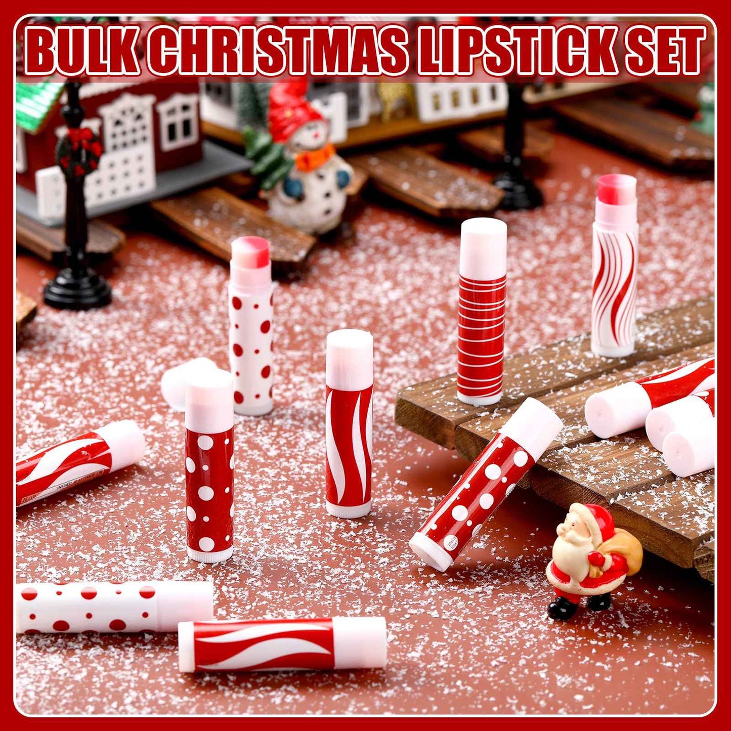 Demissle 30 Pcs Christmas Lip Balms Gifts Bulk Peppermint Candy Cane Flavor Red and White Lip Balms Christmas Party Gifts Stocking Stuffers for Women Coworkers Staff Employee