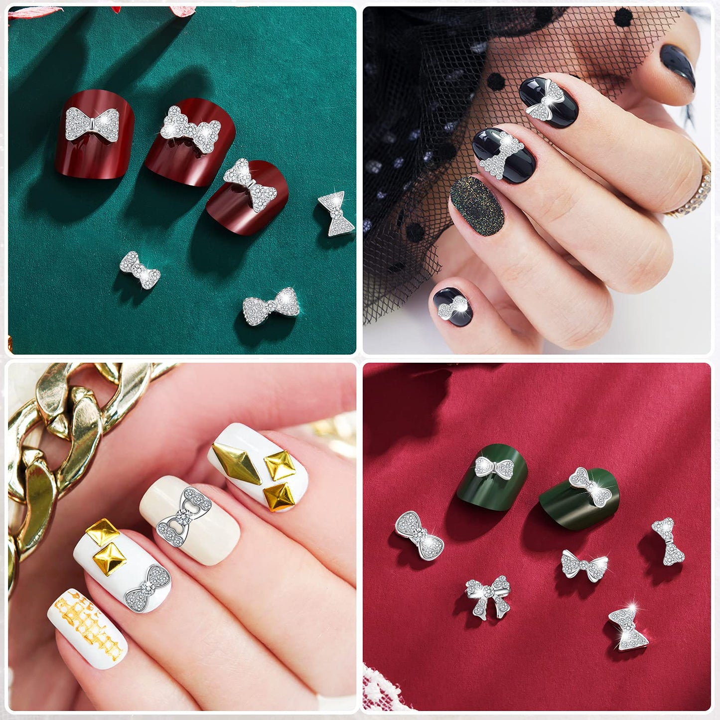 Maitys 40 Pieces 3D Bow Nail Charms Bow Nail Decals Art Decoration for Women DIY 20 Styles