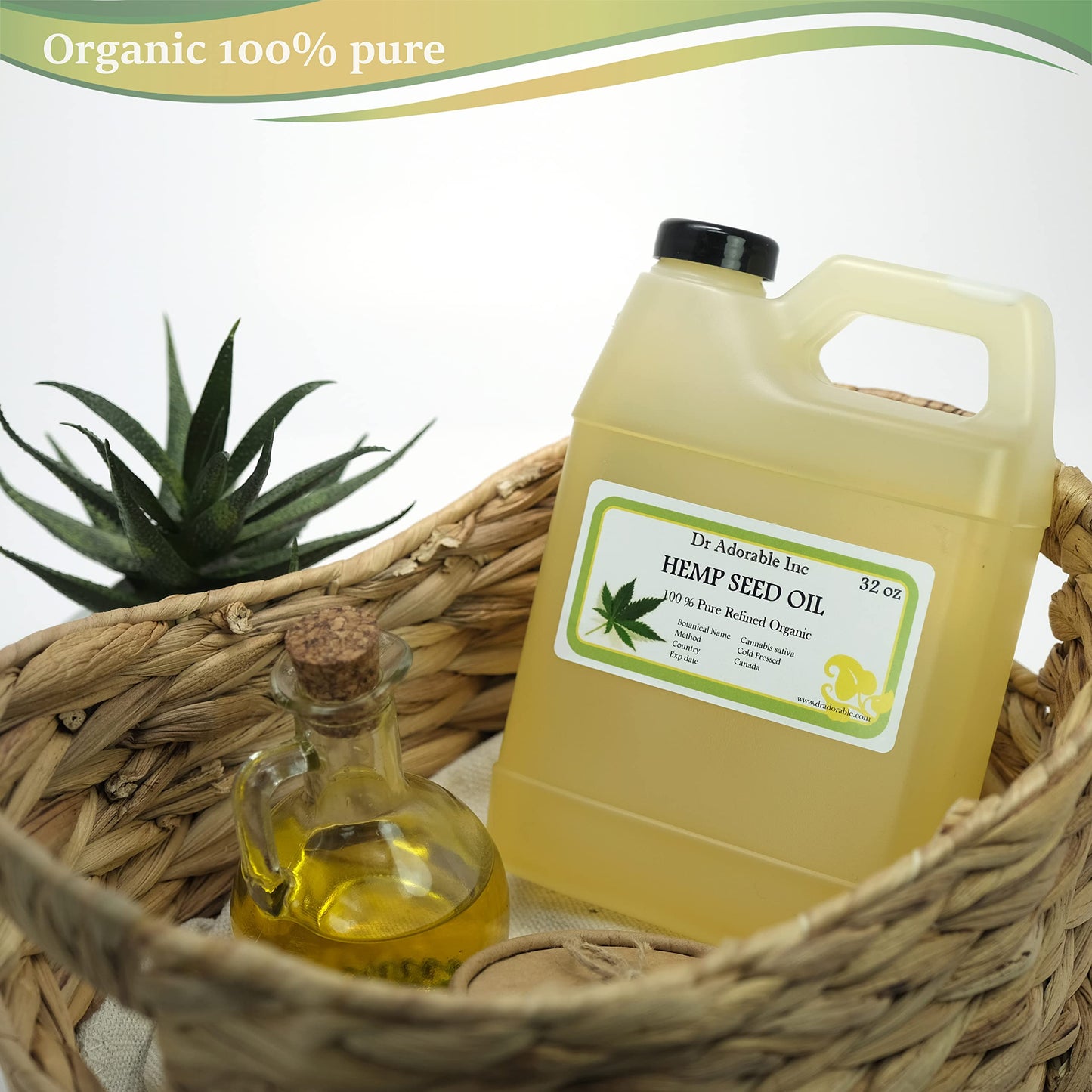 Dr Adorable - 32 oz - Hemp Seed Oil Refined - 100% Pure Natural Cold Pressed Organic