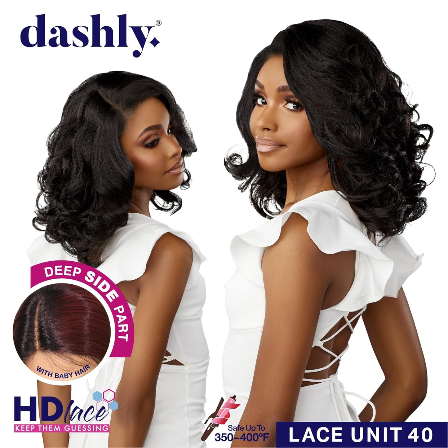 Sensationnel Dashly Lace Front Wig - Unit 40 Hand-Tied Synthetic Lace Part | Ear-to-Ear, Color CH30
