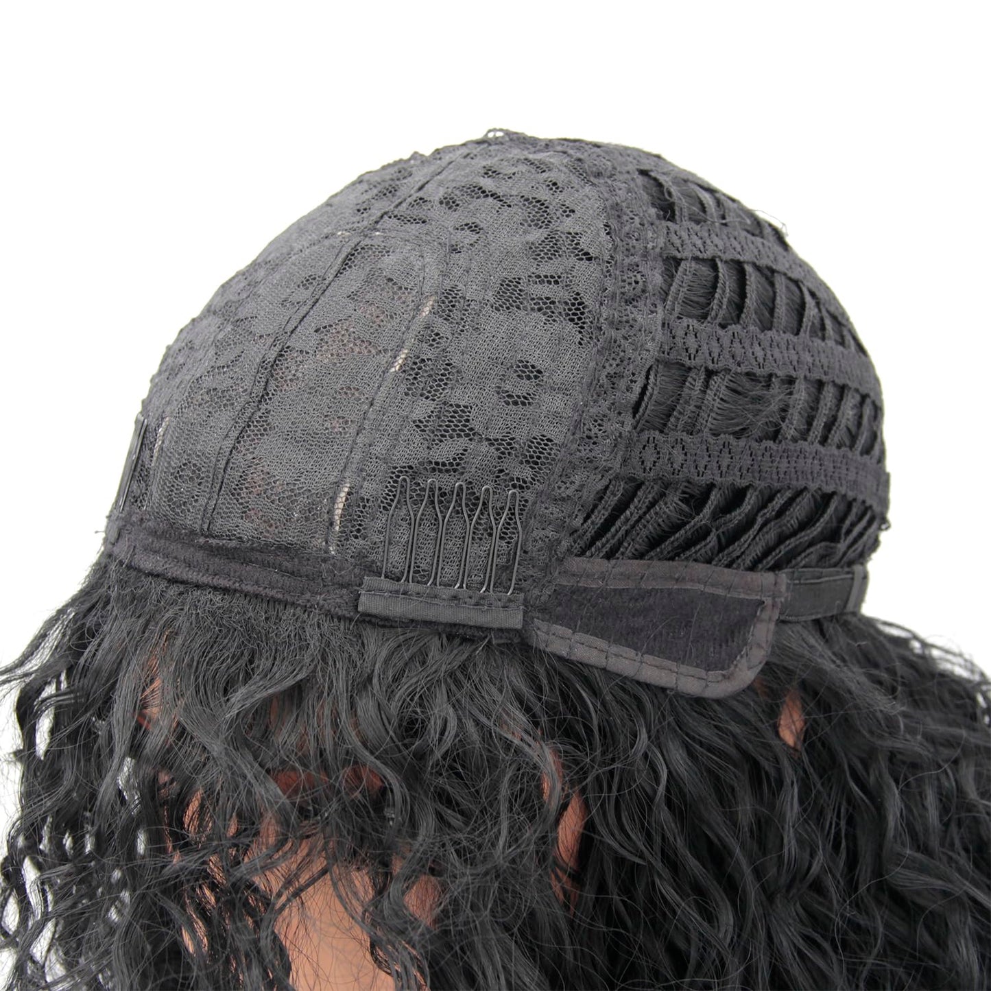Curly Wigs for Black Women Black Long Curly Afro Wig with Bangs 24inch