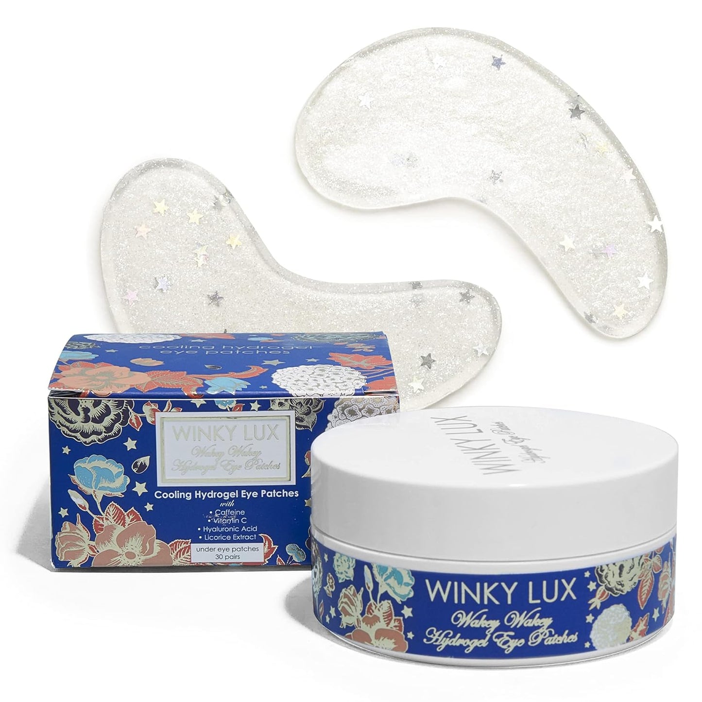 Winky Lux Hydrogel Eye Patches - Cooling Under Eye Treatment for Puffiness, Dark Circles & Bags | Infused with Caffeine & Vitamin C