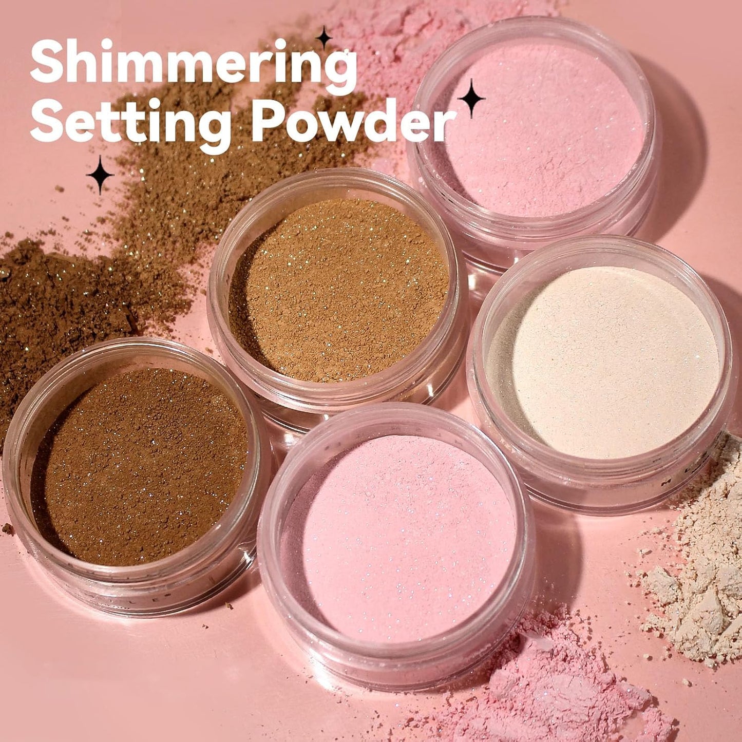 Translucent Shimmer Setting Powder - Waterproof Oil Control | Long-Lasting Face Highlighter for All Skin Types