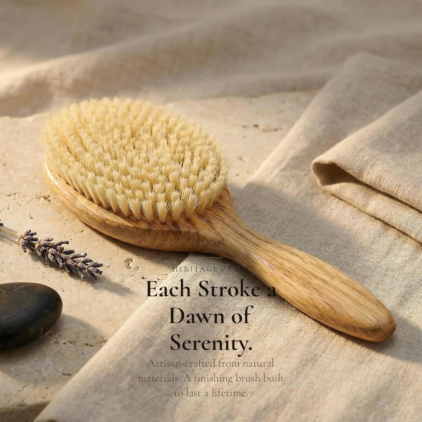 TRENFI Boar Bristle Hair Brush for Fine Thin Hair - Solid Red Oak Oval Design