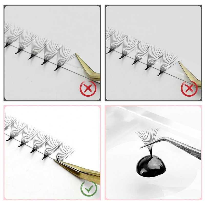 Eyelash Extensions Premade Fans - 400 Fans 12D 13mm, 0.05 Thickness D Curl, Soft Cashmere, Black