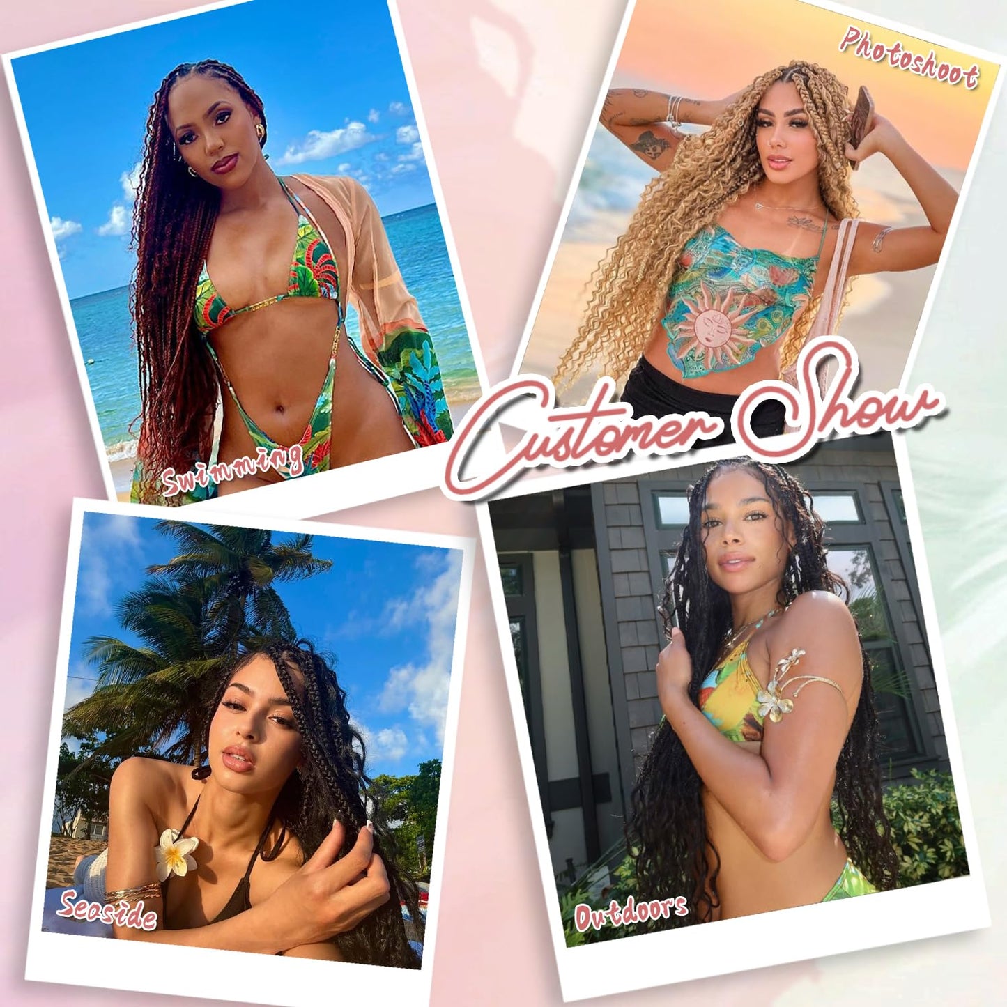 Eeanno Goddess Box Braids Crochet Hair 18 Inch 7 Packs Mixed Blonde 613 Boho Crochet Hair for Women Pre Looped Crochet Box Braids with Curly Ends, P27613