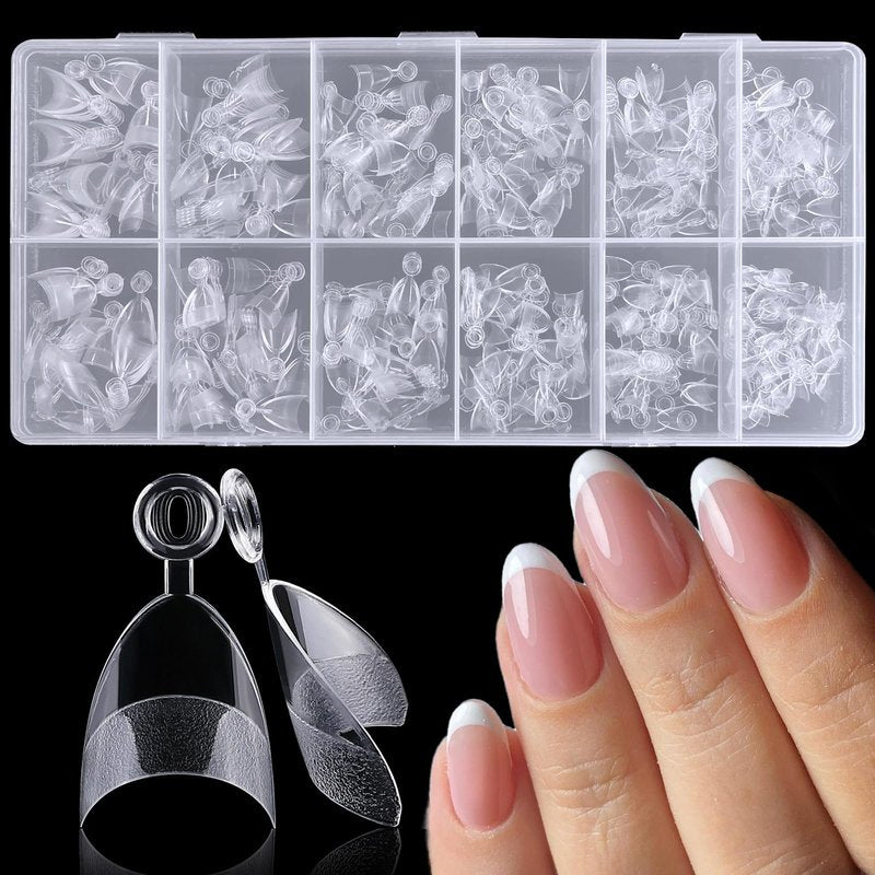 AddFavor Almond Nail Tips, 600pcs Short Almond Gel Nail Tips Clear Fake Nails Soft Gel Nails Acrylic False Acrylic Nails Tips 12 Sizes for Nail Extension