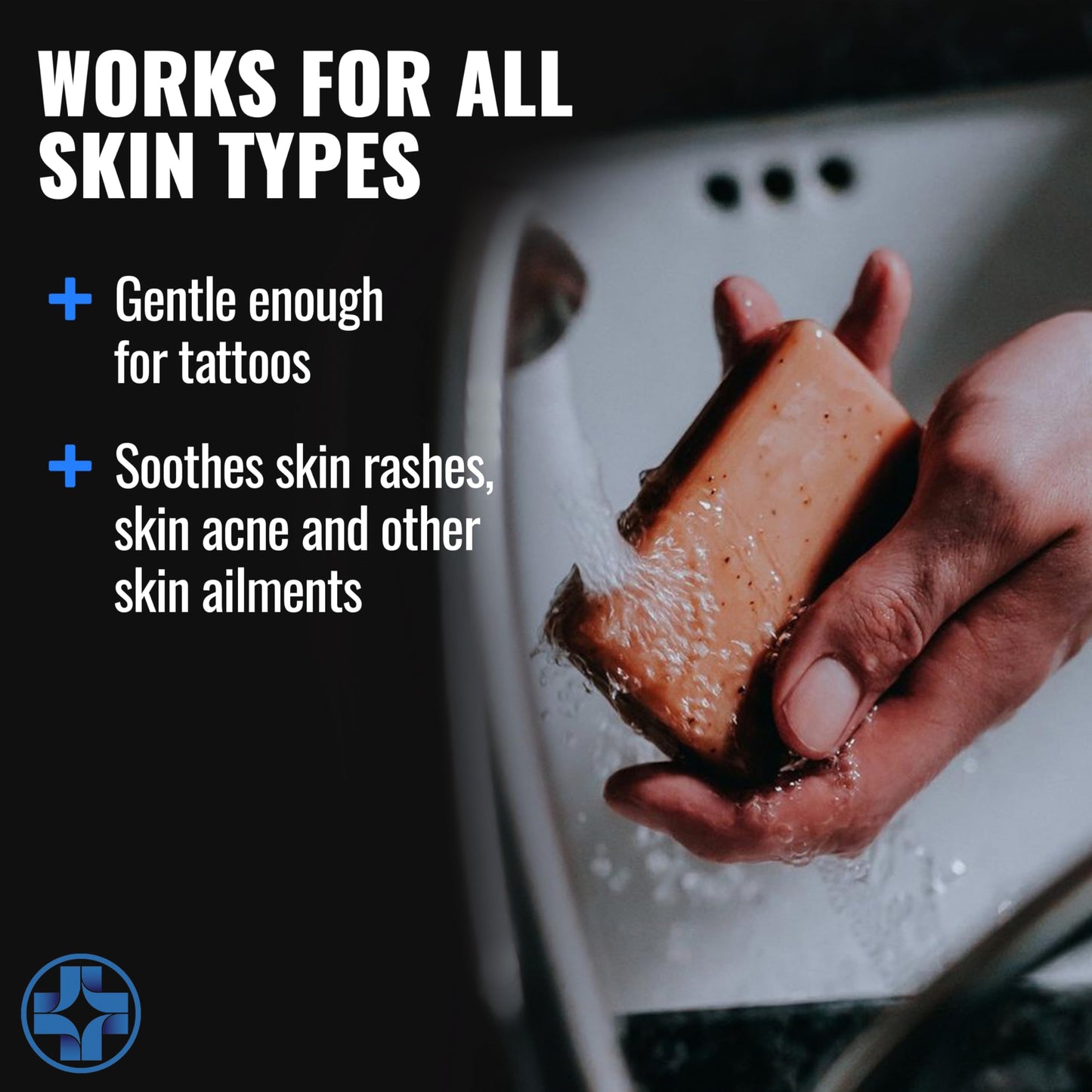 Saniderm Face & Body Bar, Cleansing Soap with Citrus Scent (3 Bars) – Hydrates and Heals Tattoos With Nourishing Sea Buckthorn Oil + Omega 7