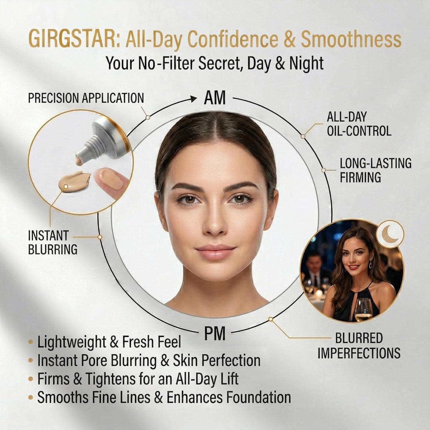Instant Face Blurring Primer - Firming Makeup Base for Smooth Fine Lines & Pores | Long-Lasting Shine Control