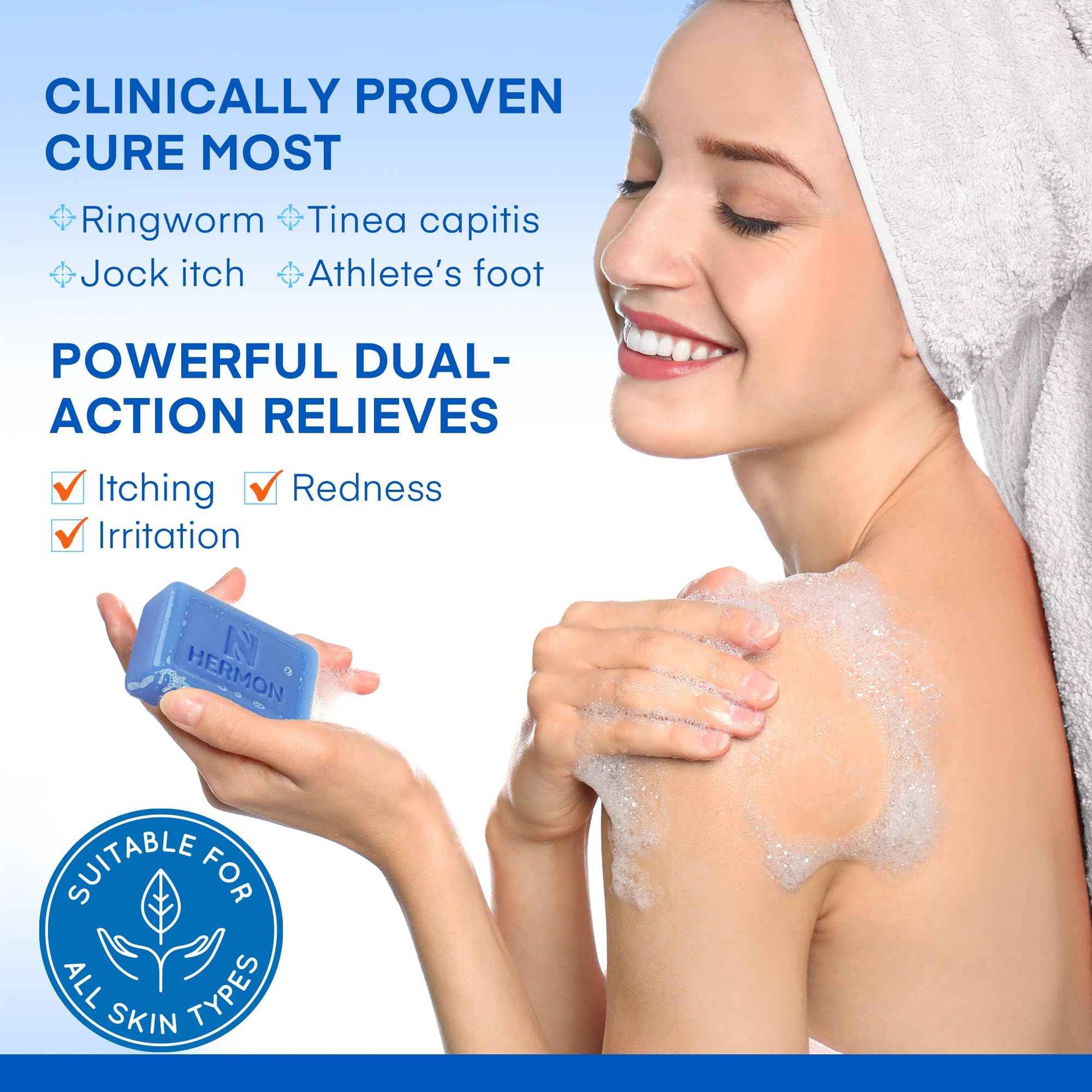 Hermon Powerful Ringworm Antifungal Soap – Treatment for Ringworm, Athlete’s Foot & Jock Itch – Tea Tree Oil & Sulfur Formula – Fungal Soap for Daily Body Wash – 2 Pack