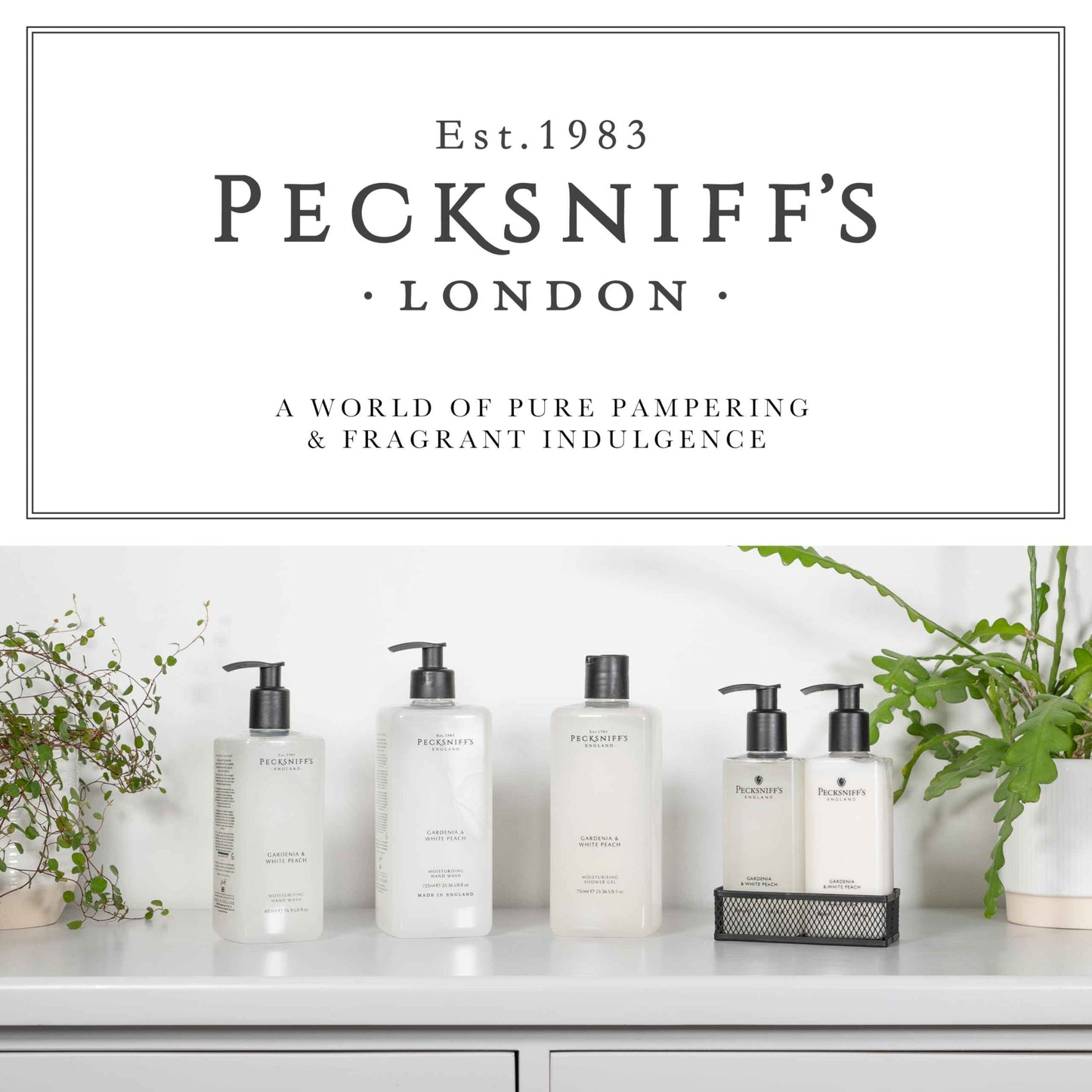 Pecksniff's Hand Wash - Liquid Hand Soap for Soft Skin, Natural, Revitalising, Hydrates and Moisturises, Handcrafted in England, Cruelty Free, Gift of Luxury 480ml/16.2 fl oz (Gardenia & White Peach)