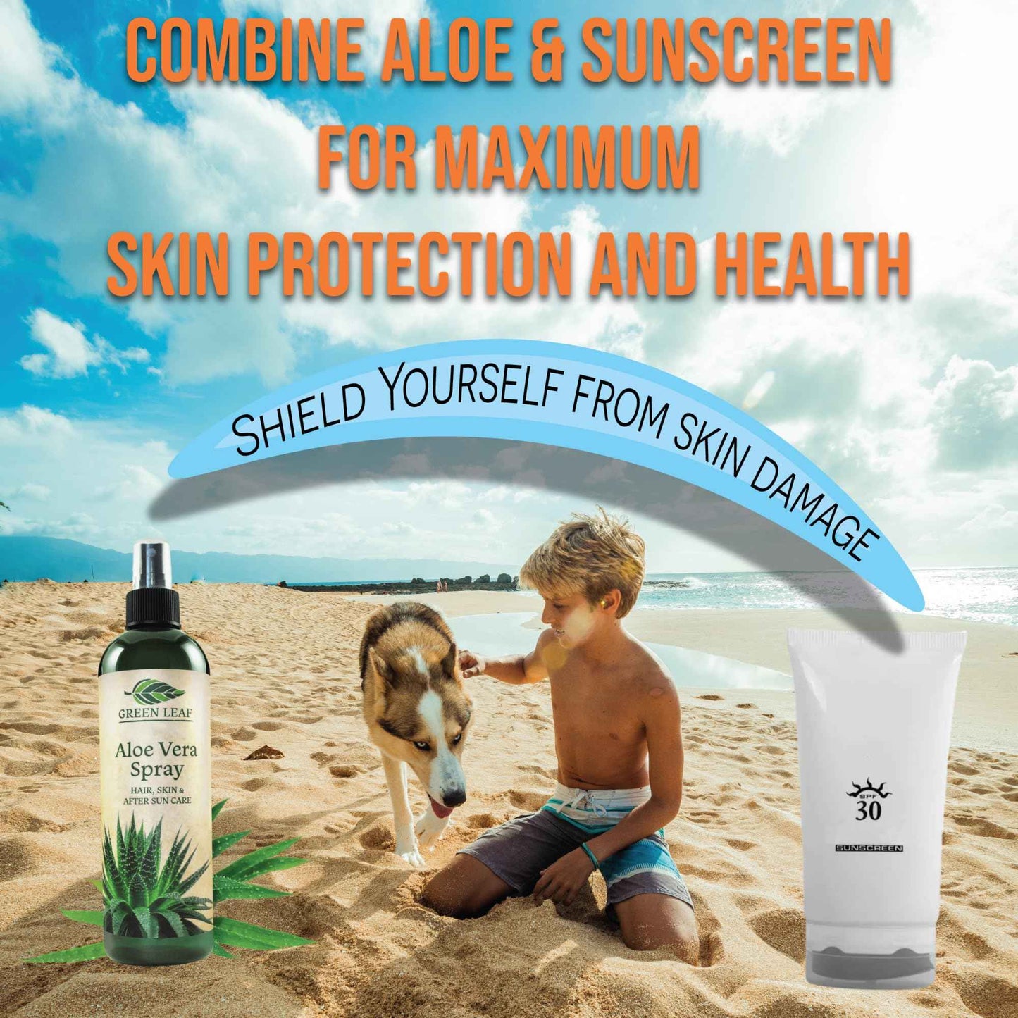 Green Leaf Naturals Aloe Vera Spray | 99% Cold-Pressed Aloe Vera Juice with Vitamin C, E & A | Hair, Skin, Facial Moisturizer, Sunburn Relief & After Sun Lotion 8oz