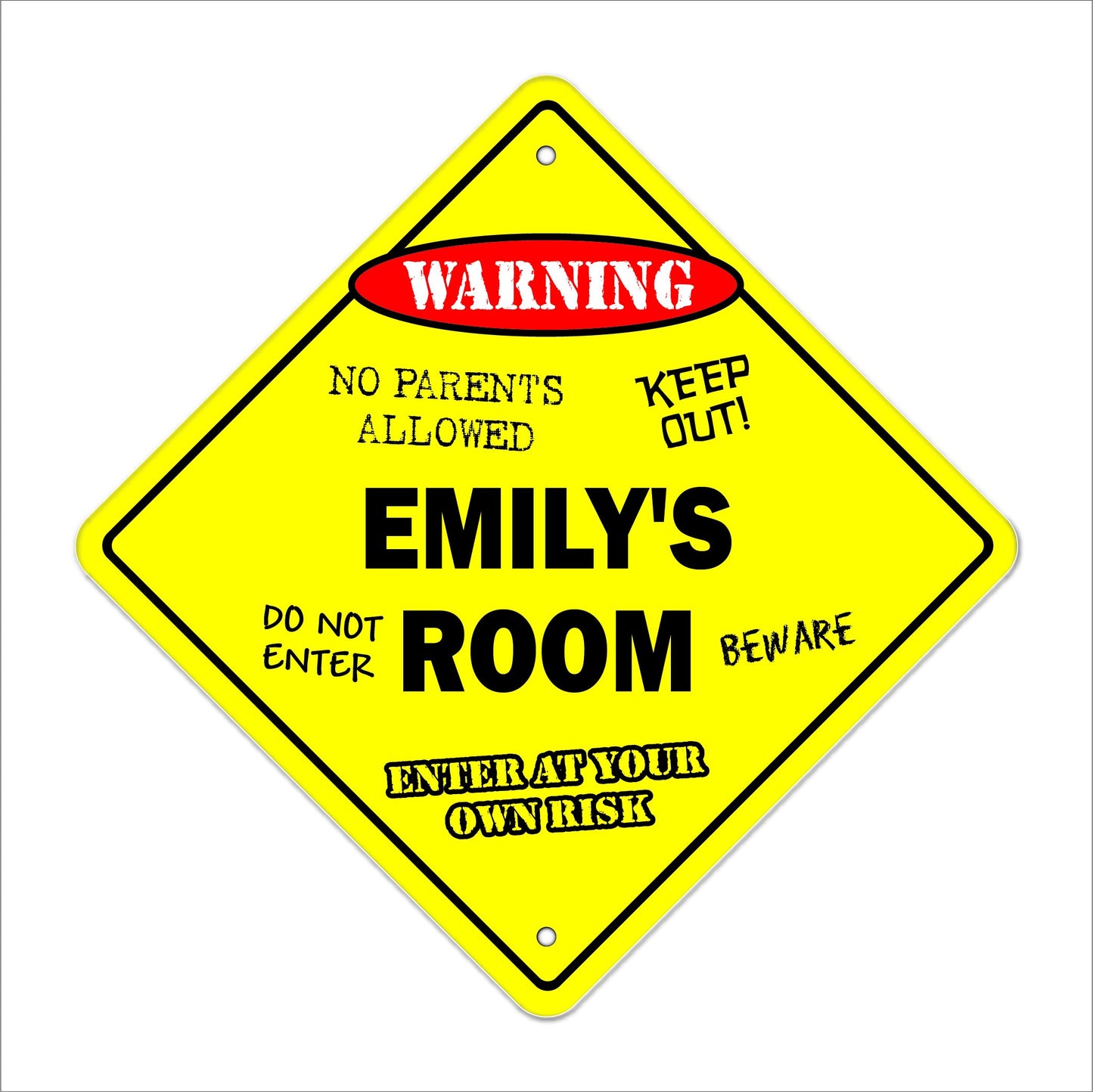 Emily's Room Sign Crossing Zone Xing | Indoor/Outdoor | 12" Tall Kids Bedroom Decor Door Children's Name boy Girl