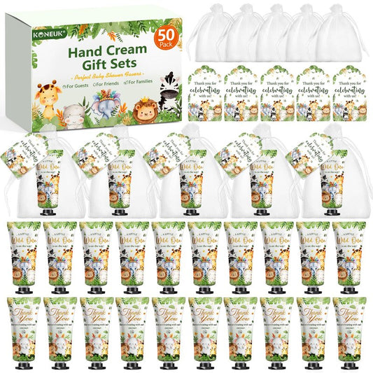 50 Pack Baby Shower Bulk Hand Cream Gifts Sets, Baby Shower Favors and Bridal Shower Favors for Guests with Thank You Card and Organza Gift Bags, Birthday Gifts, Appreciation Gifts for Guests (Animal)