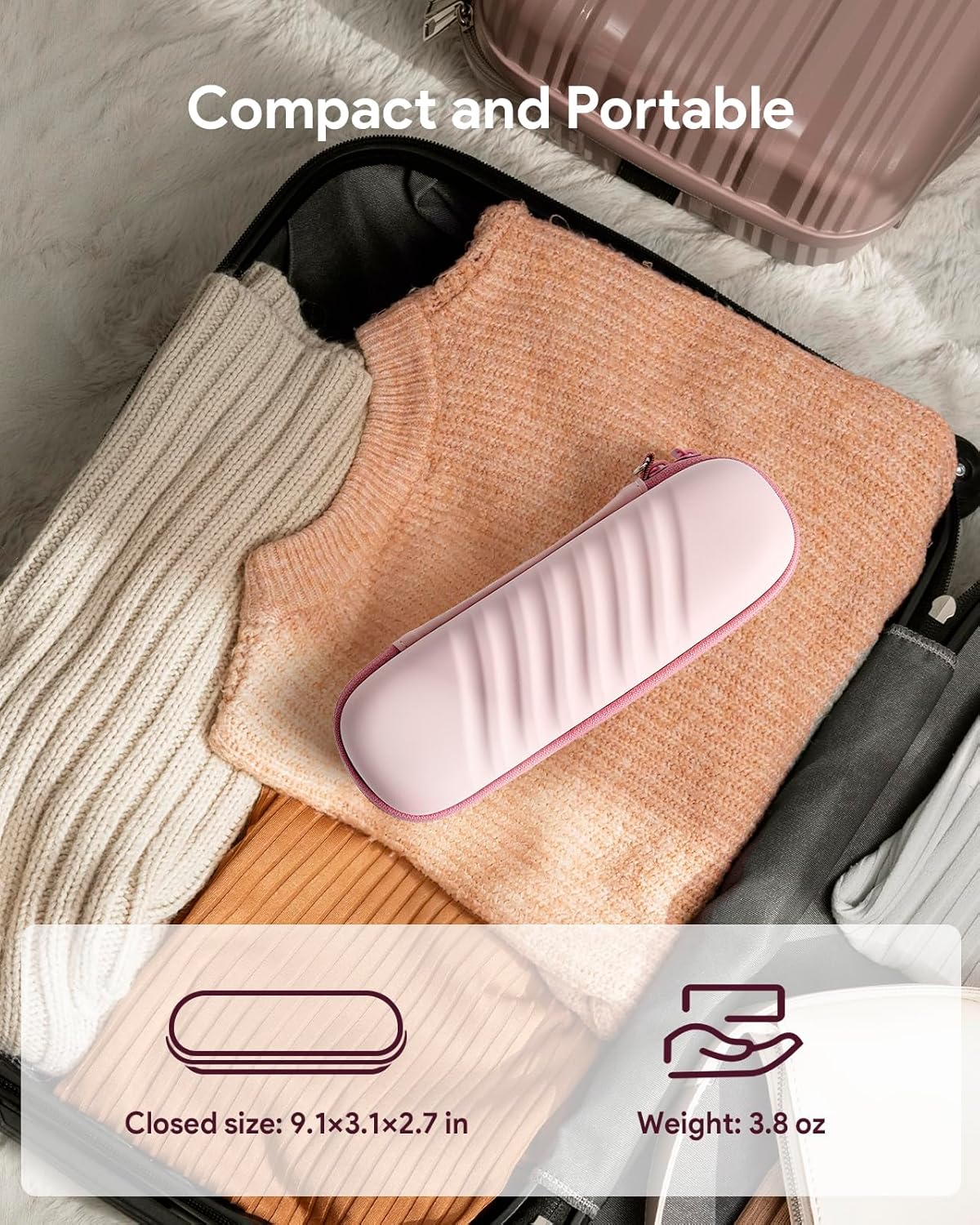 Electric Toothbrush Case for Oral-B Pro/iO & Philips Sonicare - Waterproof Travel Storage Bag with Mesh Pocket (Pink)