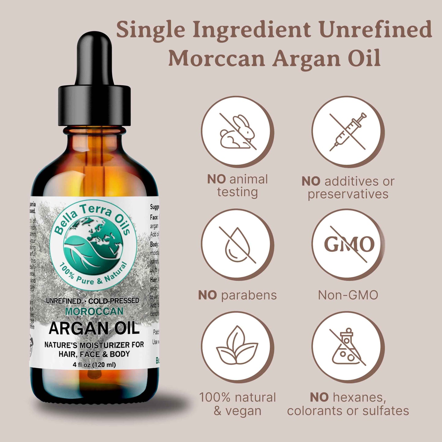 Bella Terra Oils - Argan Oil 8 oz - Pure Moroccan Elixir, Enhances Shine in Hair, Deeply Nourishes Skin, Perfect Oil for Curly Hair