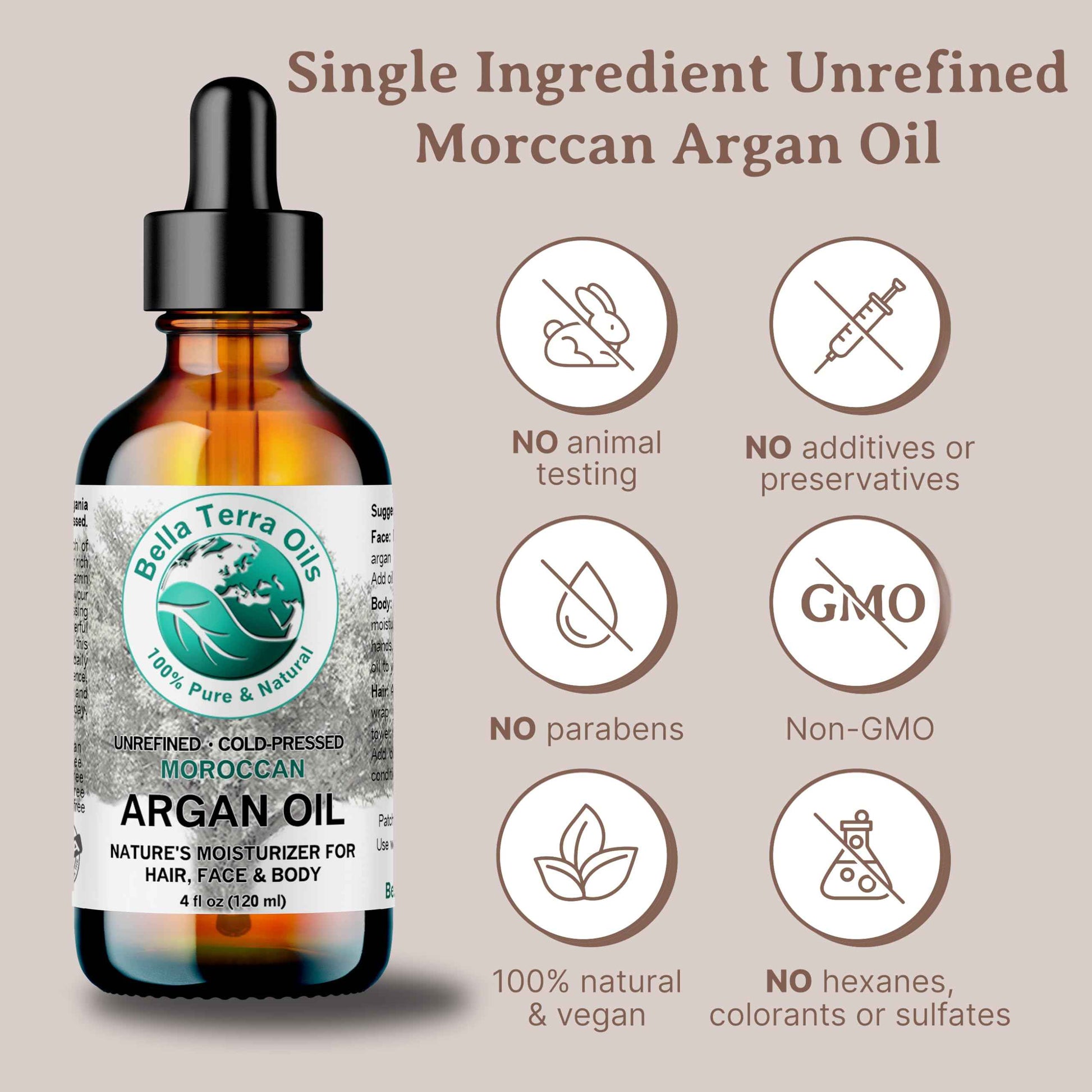 Bella Terra Oils - Argan Oil 8 oz - Pure Moroccan Elixir, Enhances Shine in Hair, Deeply Nourishes Skin, Perfect Oil for Curly Hair